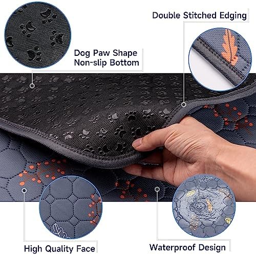 Sunheir Washable Pee Pads for Dogs 2-Pack Reusable Puppy Pads Pet Training Pads, Waterproof Dog Pee Pads for Crate, Whelping Pad, Non-Slip Protects Against Urine Leakage (Leaves - Deep Grey, 24x36)