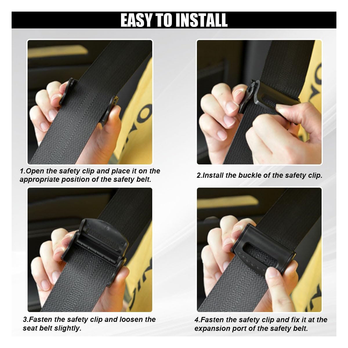 2PCS Car Seatbelt Adjuster, Universal Auto Seat Belt Clips for Adults/Kids, Comfort Car Shoulder Neck Protector Strap Positioner, Seatbelt Locator Retainer Locking Clips for Car, SUV (Black)
