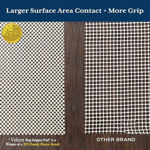 Veken 8x10 Ft Rug Pad Gripper for Hardwood Floors, Non Slip Rug Pads for Area Rugs, Thick Rug Grippers for Tile Floors, Under Carpet Anti Skid Mat, Keep Your Rugs Safe and in Place