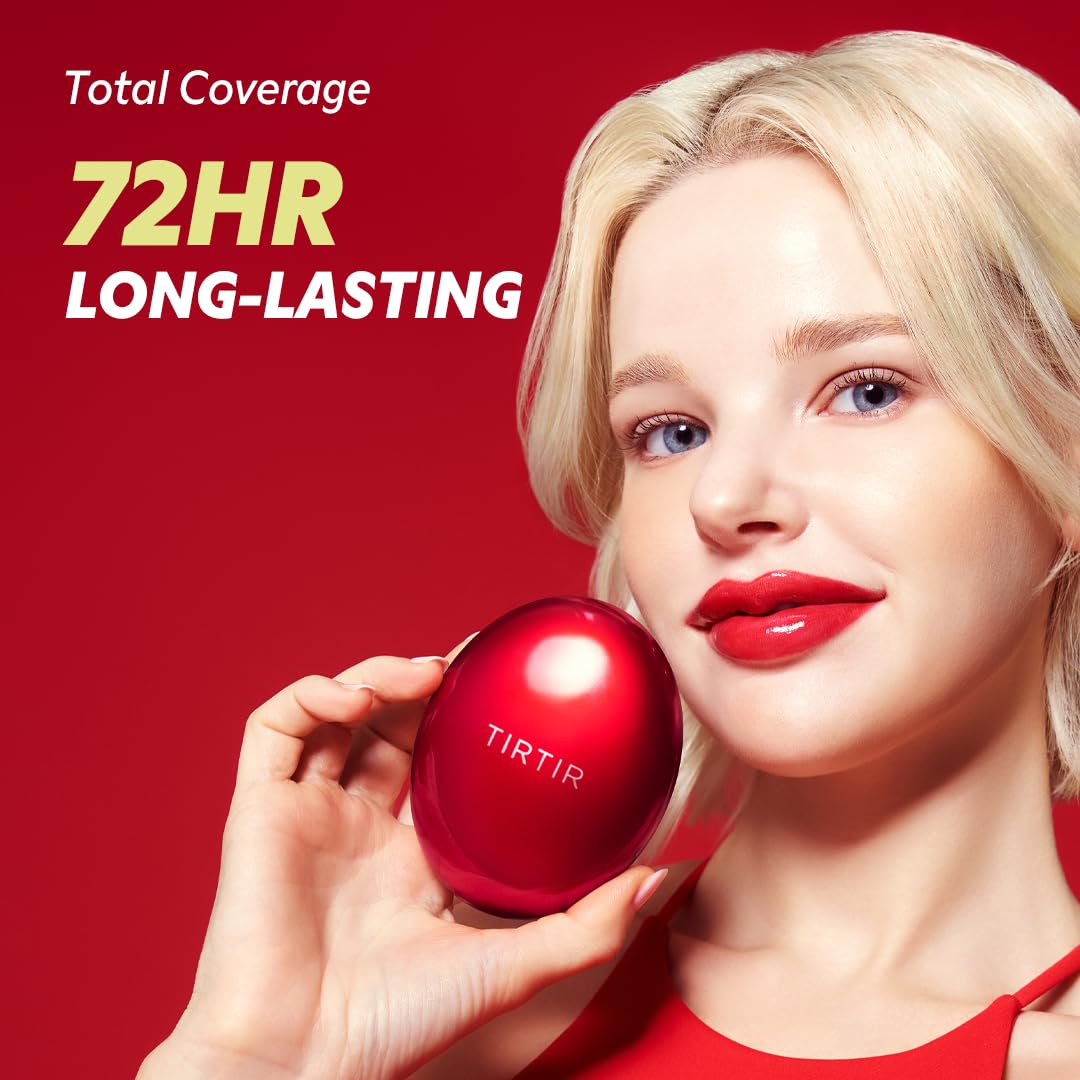 TIRTIR Mask Fit Red Cushion Foundation | Full coverage, Weightless, Skin fit, Satin Glow Finish, Korean Makeup, beauty, Tattoo cover up, Buildable (#29N Natural Beige, 0.63 Fl Oz)