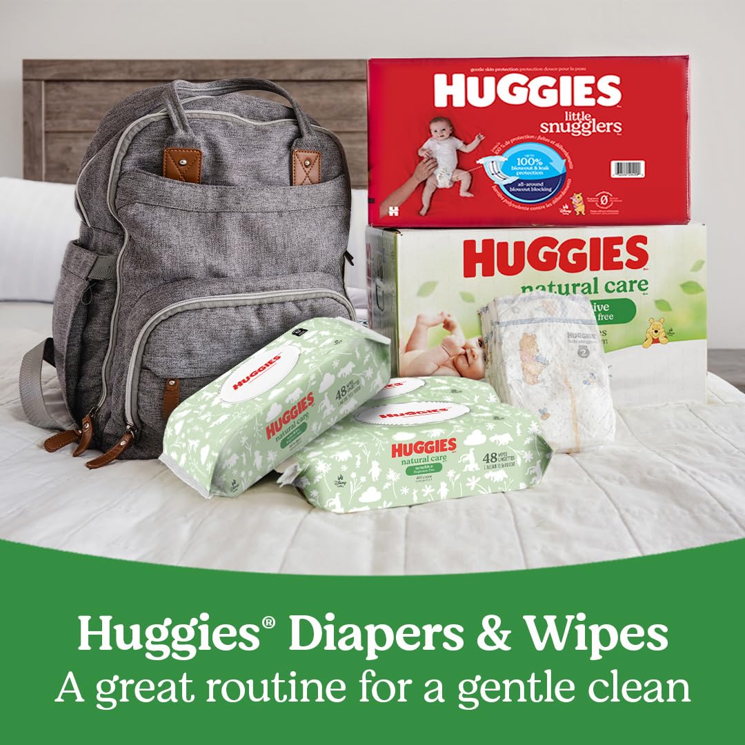 Huggies Natural Care Sensitive Baby Wipes, Unscented, Hypoallergenic, 99% Purified Water, 15 Flip-Top Packs (960 Wipes Total)