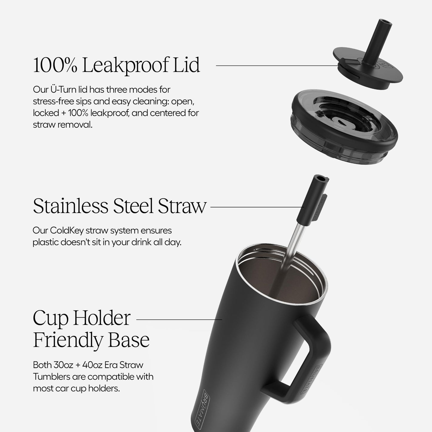 BrüMate Era 30 oz Tumbler with Handle and Straw | 100% Leakproof Insulated Tumbler with Lid and Straw | Made of Stainless Steel | Cup Holder Friendly Base | 30oz (Mocha)