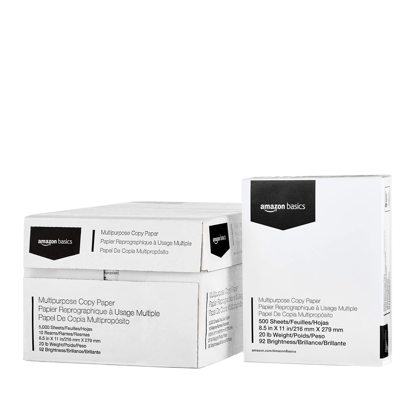 Amazon Basics Multipurpose Copy Printer Paper, 20 lb, 8.5 x 11 Inches, 10 Reams (5,000 Sheets), 92 Bright, White