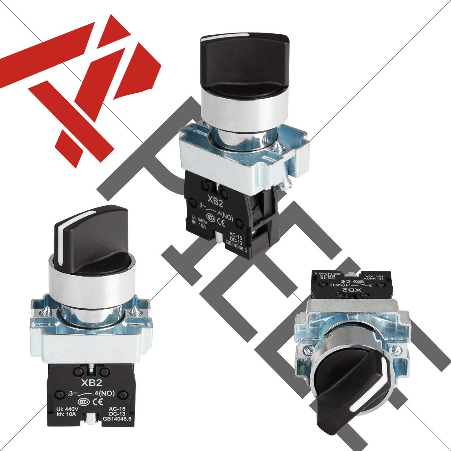 APIELE (Pack of 2) 22mm 2 Position Selector Switch Momentary1NO XB2-10X/22 (2 Position Momentary)
