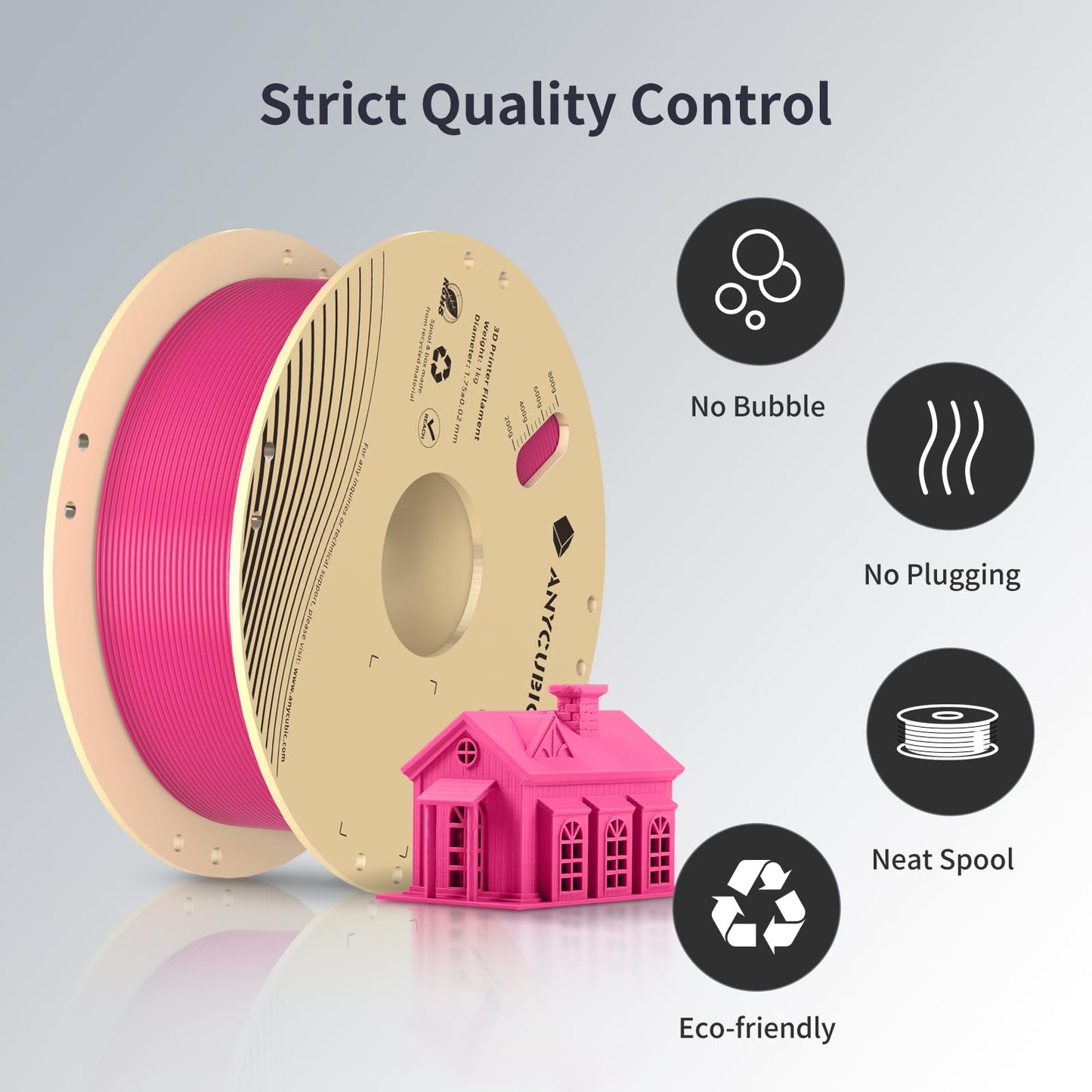 ANYCUBIC 3D Printer Filament PLA 1.75mm, FDM Printer Filament 1kg Spool (2.2 lbs), Dimensional Accuracy +/- 0.02 mm (1kg, Magenta)