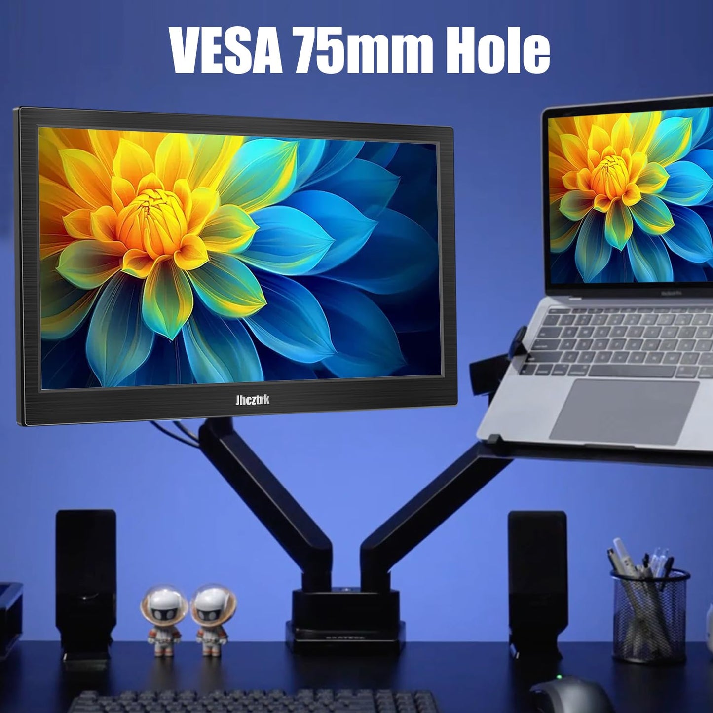 Jhcztrk 14 Inch Touchscreen Portable Monitor 1080P Touchscreen Display, 350cd/m², HDR, HDMI USB C, Built-in Speakers, VESA Compatible, Travelling Second Monitors for Laptops and Mobile Phones