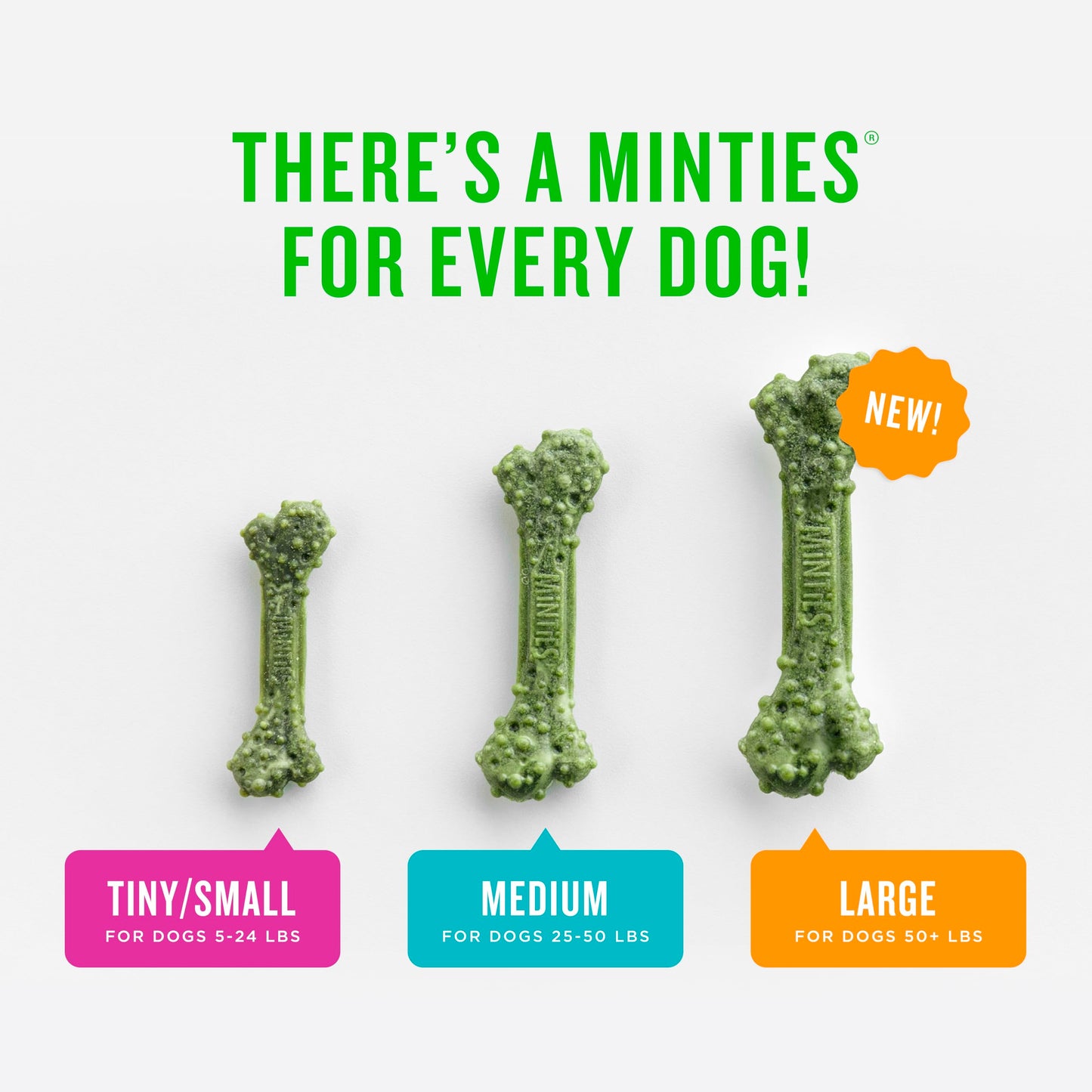 Minties Dental Chews for Dogs, 36 Count, Vet-Recommended Mint-Flavored Treats for Large Dogs Over 50 lbs, Dental Bones Clean Teeth, Fight Bad Breath, and Removes Plaque and Tartar