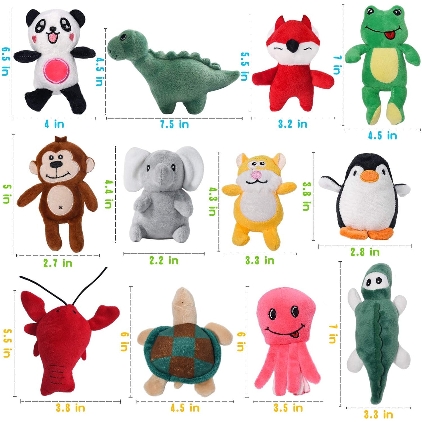LEGEND SANDY Squeaky Dog Toys for Puppy Small Medium Dogs, Stuffed Samll Dog Toys Bulk with Plush Pet Doggie Toy Set, Cute Safe Pet Chew 12 Pack for Puppies Teething