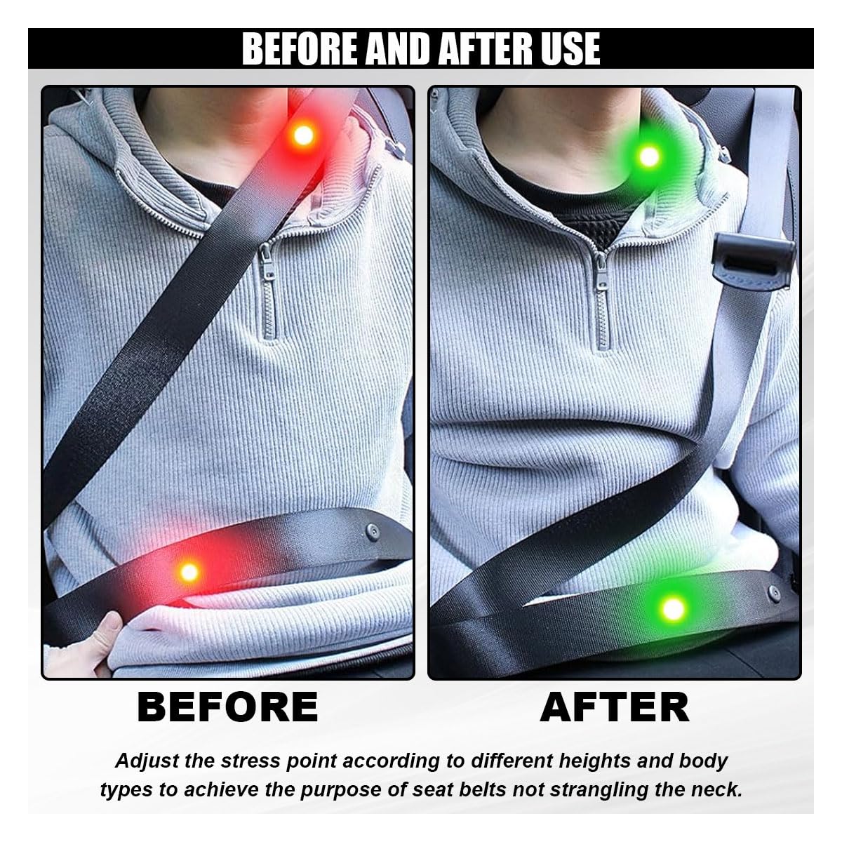 2PCS Car Seatbelt Adjuster, Universal Auto Seat Belt Clips for Adults/Kids, Comfort Car Shoulder Neck Protector Strap Positioner, Seatbelt Locator Retainer Locking Clips for Car, SUV (Black)