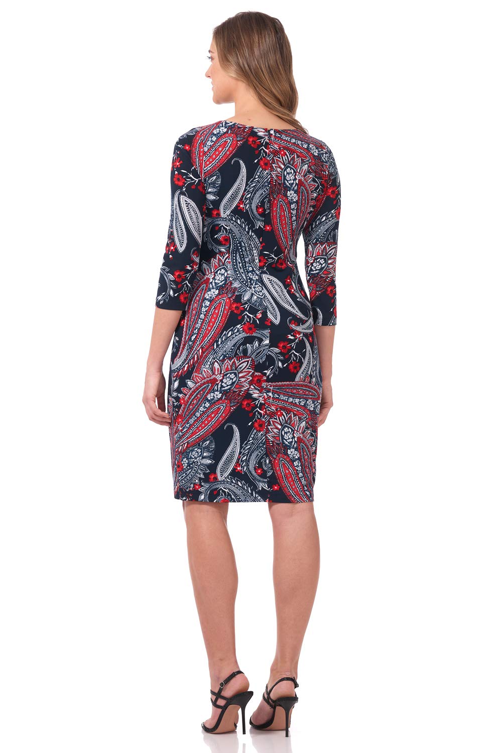Rekucci Women's Classic Chic Shift Dress (6, Red White and Blue Paisley)