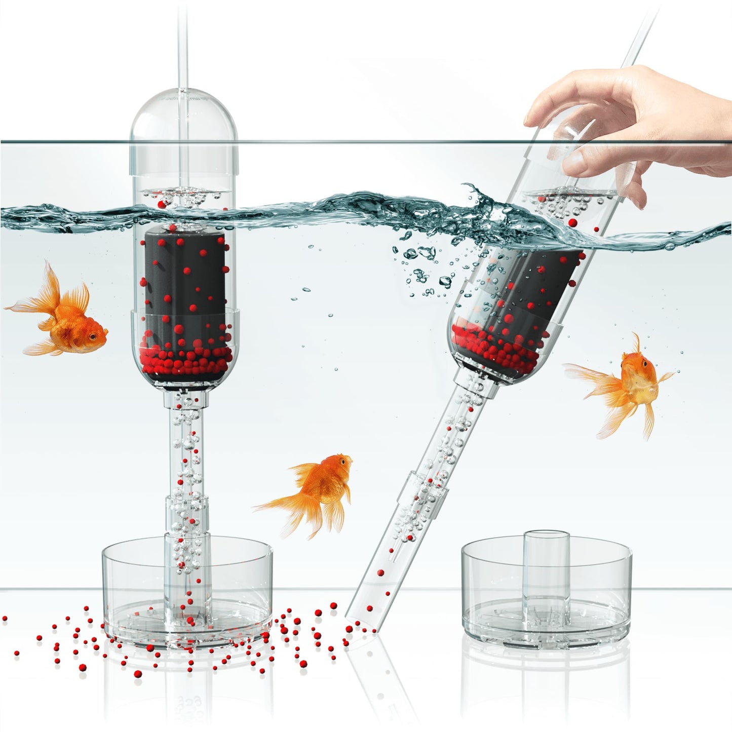 IRUZIO Aquarium Cleaner 2in1 - Small (Water Depth 7–10.6 in) | Substrate Surface Debris Vacuum | Air-Lift Suction | Near-Zero Water Loss | Quiet 45–50 dB