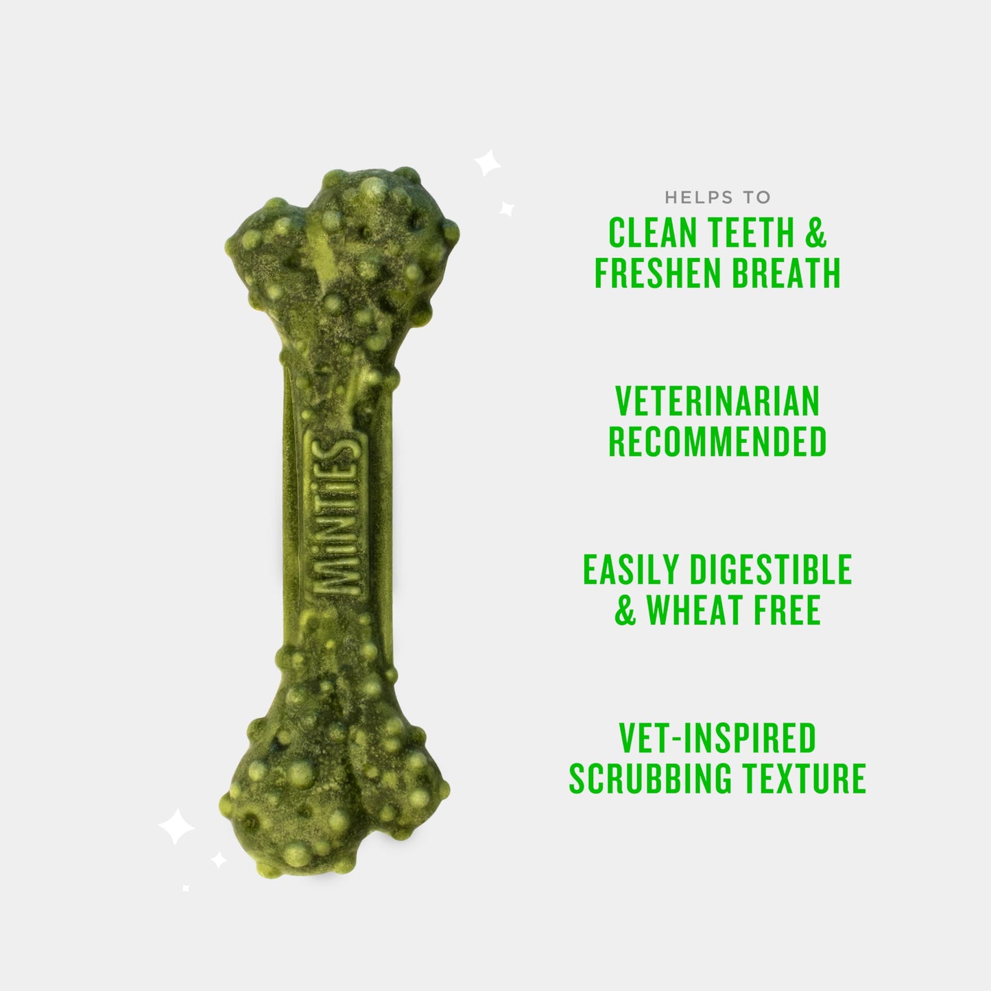 Minties Dental Chews for Dogs, 60 Count, Vet-Recommended Mint-Flavored Treats for Medium Dogs 25-50 lbs, Bones Clean Teeth, Fight Bad Breath, and Removes Plaque and Tartar