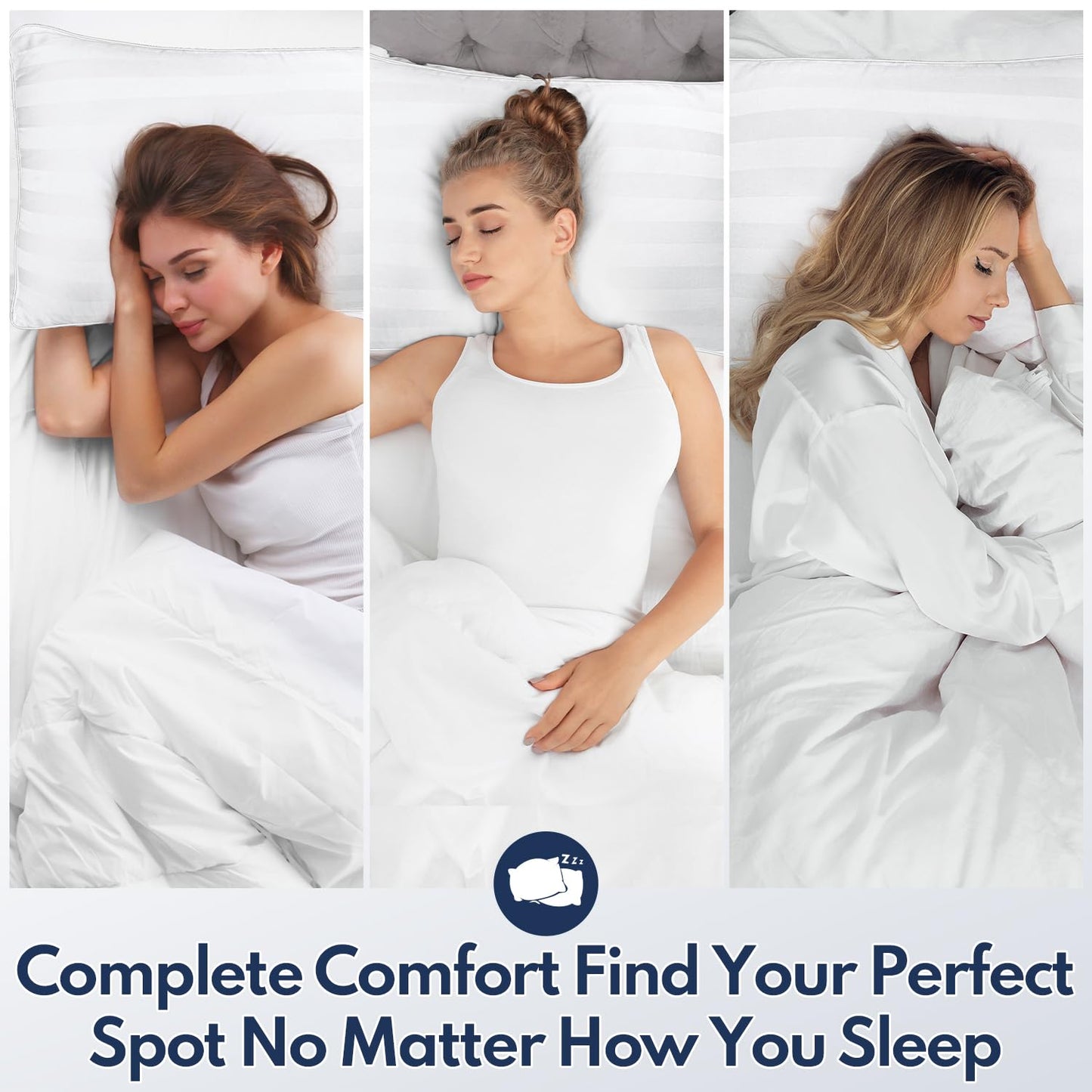 DIORIS Pillows Queen Size Set of 2 - Luxury Hotel Bed Pillows for Sleeping, Supportive Side Sleeper Pillow for Neck and Shoulder Pain Relief, Down Alternative Fill for Back, Stomach Sleepers