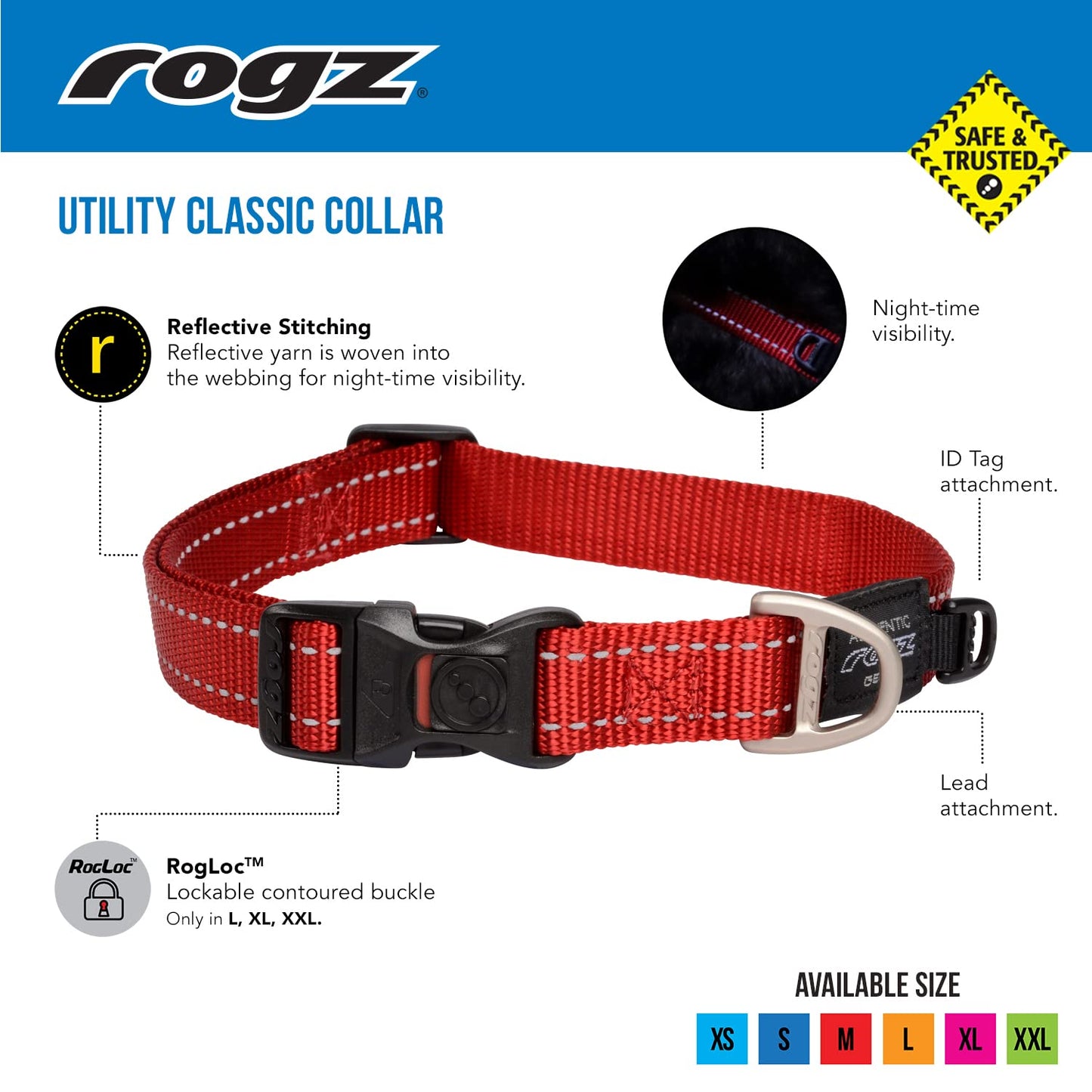 Reflective Dog Collar for Large Dogs, Adjustable from 13-22 inches, Orange