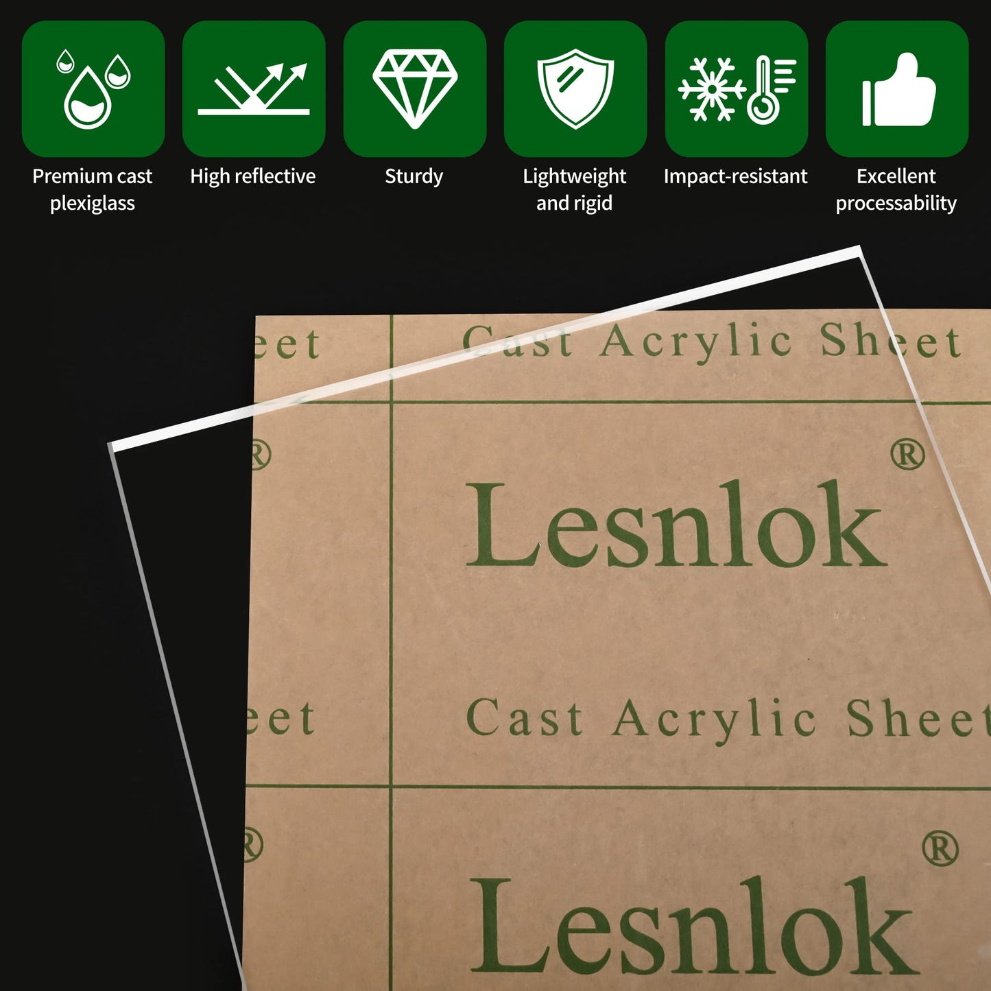 Lesnlok 2 Pack 20"x 24" Clear Plexiglass Sheet 1/4 Acrylic Sheet 6mm Thick Use for Craft Projects,Signs,Sneeze Guard and More