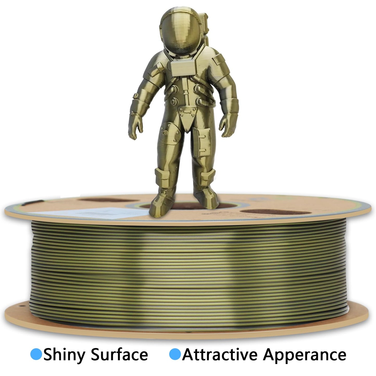 YOUSU Silk Dual Color PLA Filament, Coextrusion Filament, Multicolor 3D Printer Filament 1kg, Dichromatic Filament 1.75mm (± 0.03 mm) Compatible with Most of 3D Printer, Silk Silver Bronze