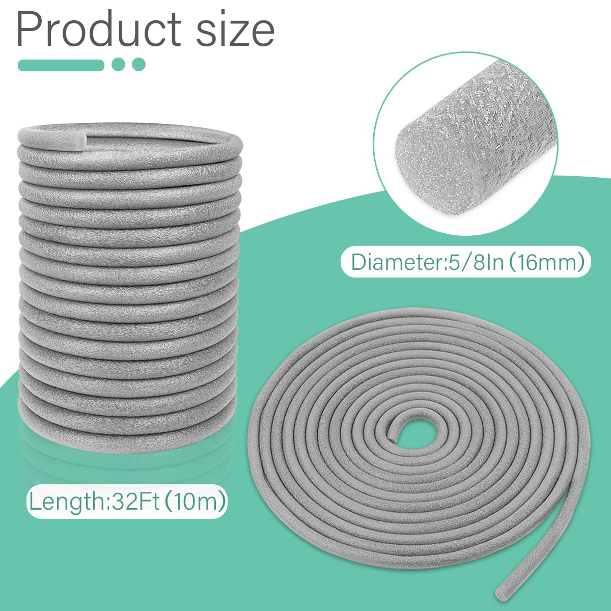 Storystore Backer Rod Foam Caulk Saver for Gap and Joint Concrete Filling Gray (5/8" Diameter x 32' Length)
