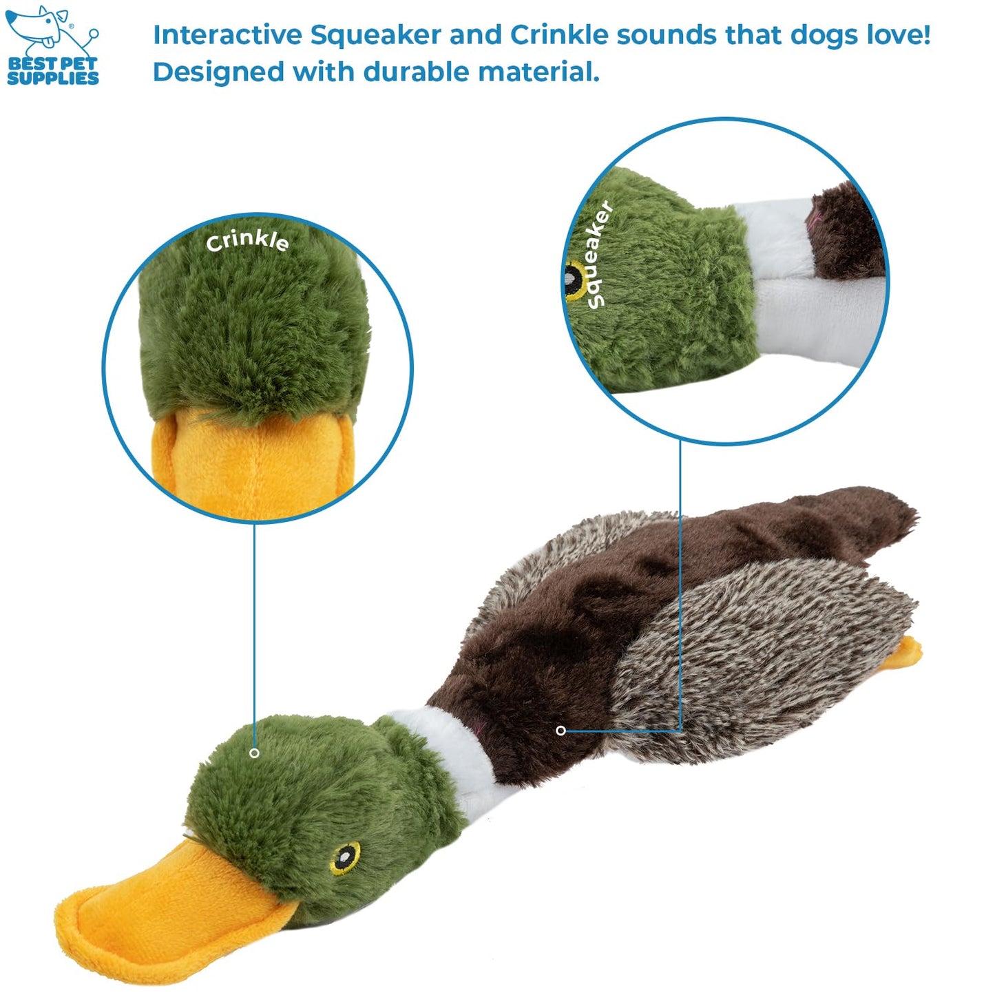 Best Pet Supplies Interactive Mallard Mates Dog Toy with Crinkle and Squeaky Enrichment for Small and Medium Breed, Cute and Plush - 3 Ducks (Mystery Box), Medium