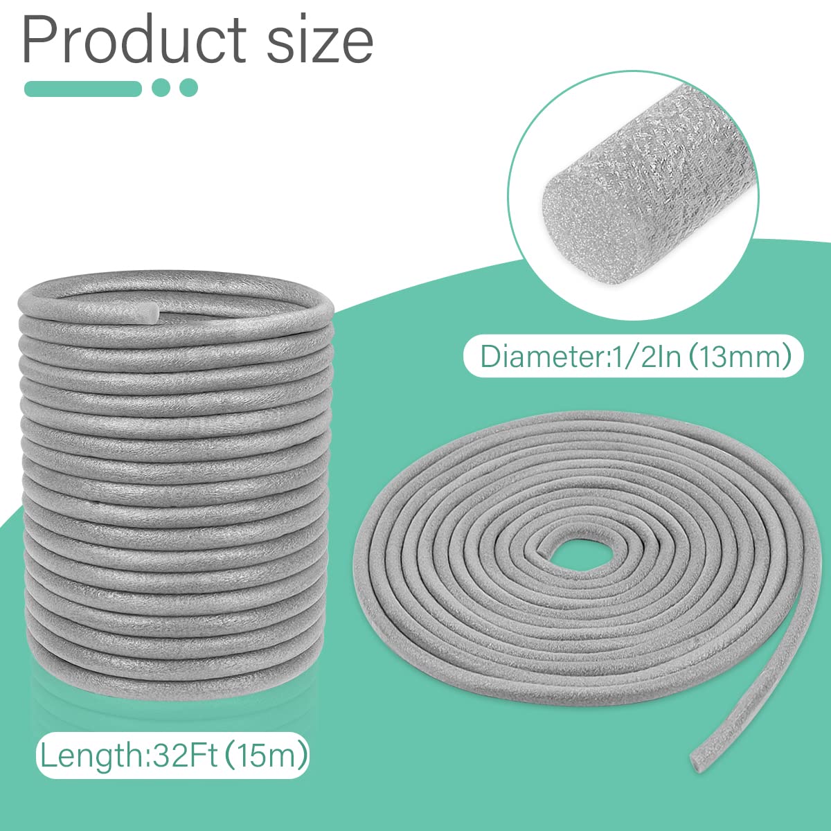 Storystore Backer Rod Foam Caulk Saver for Gap and Joint Concrete Filling Gray (1/2" Diameter x 49' Length)