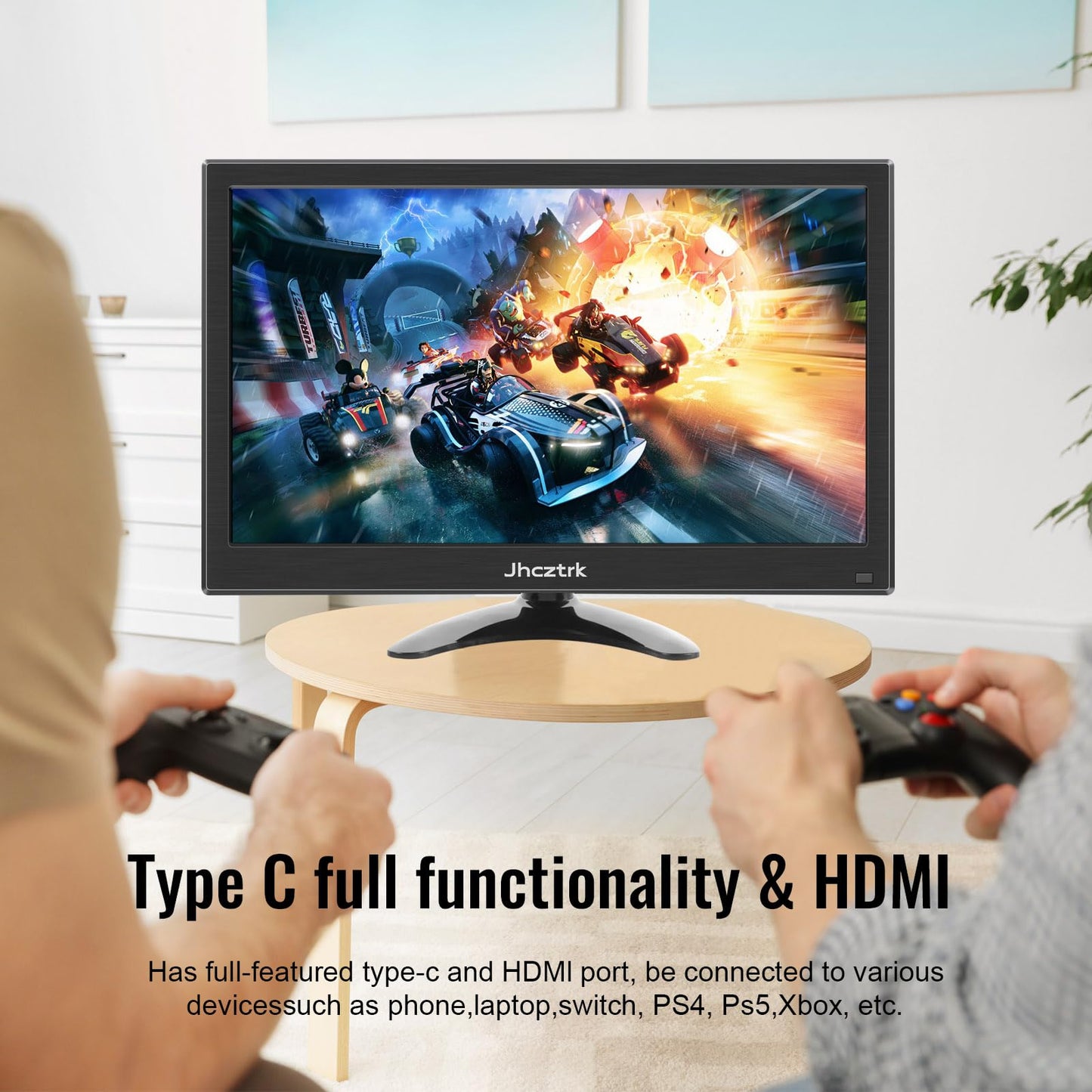Jhcztrk 15.6 Inch Portable Monitor Touchscreen IPS Screen HDR Gaming Monitors Built-in Speakers, USB-C HDMI, VESA Compatible, for Laptop PC Mobile PS4 PS5 External Screen