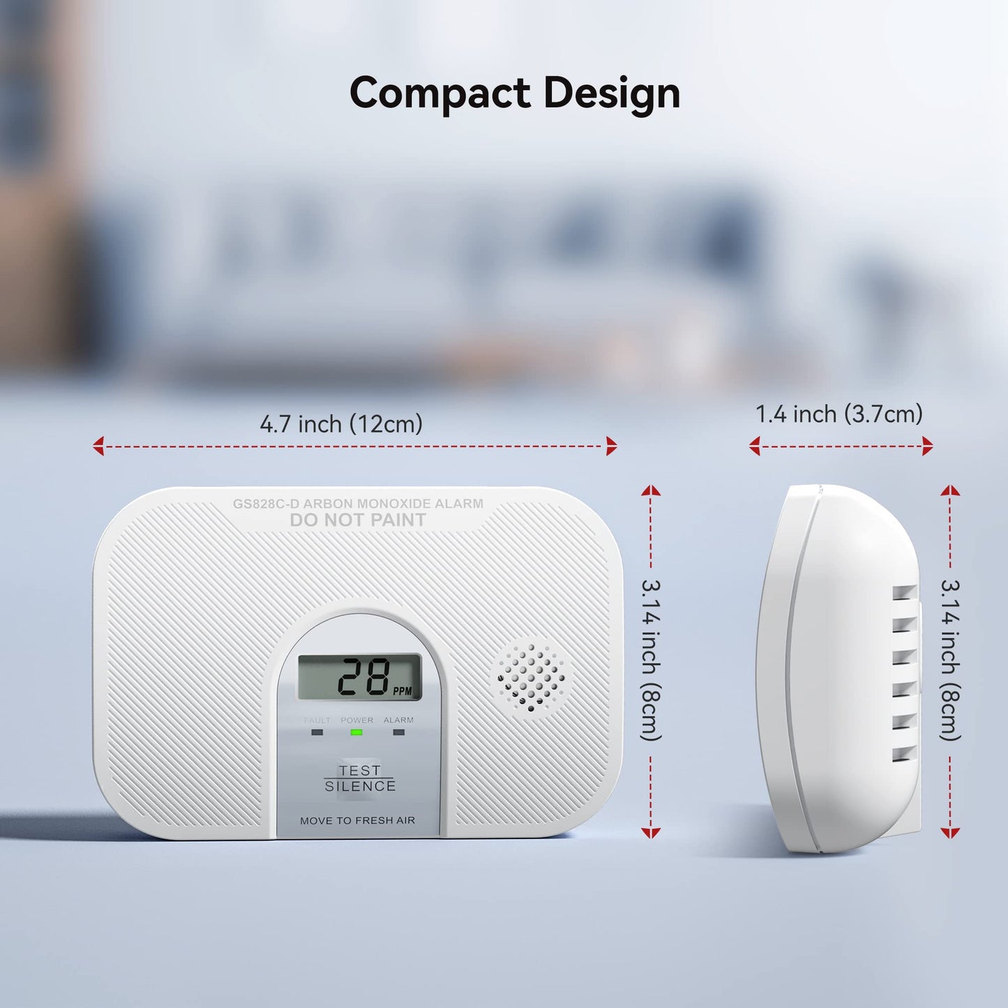 Siterlink Carbon Monoxide Detector, 10-Year Life Carbon Monoxide Alarm, Replaceable Battery CO Detector with LCD Digital Display and Test Button, 3 LED Lights CO Alarm for Home, GS828C-D, 2 Pack
