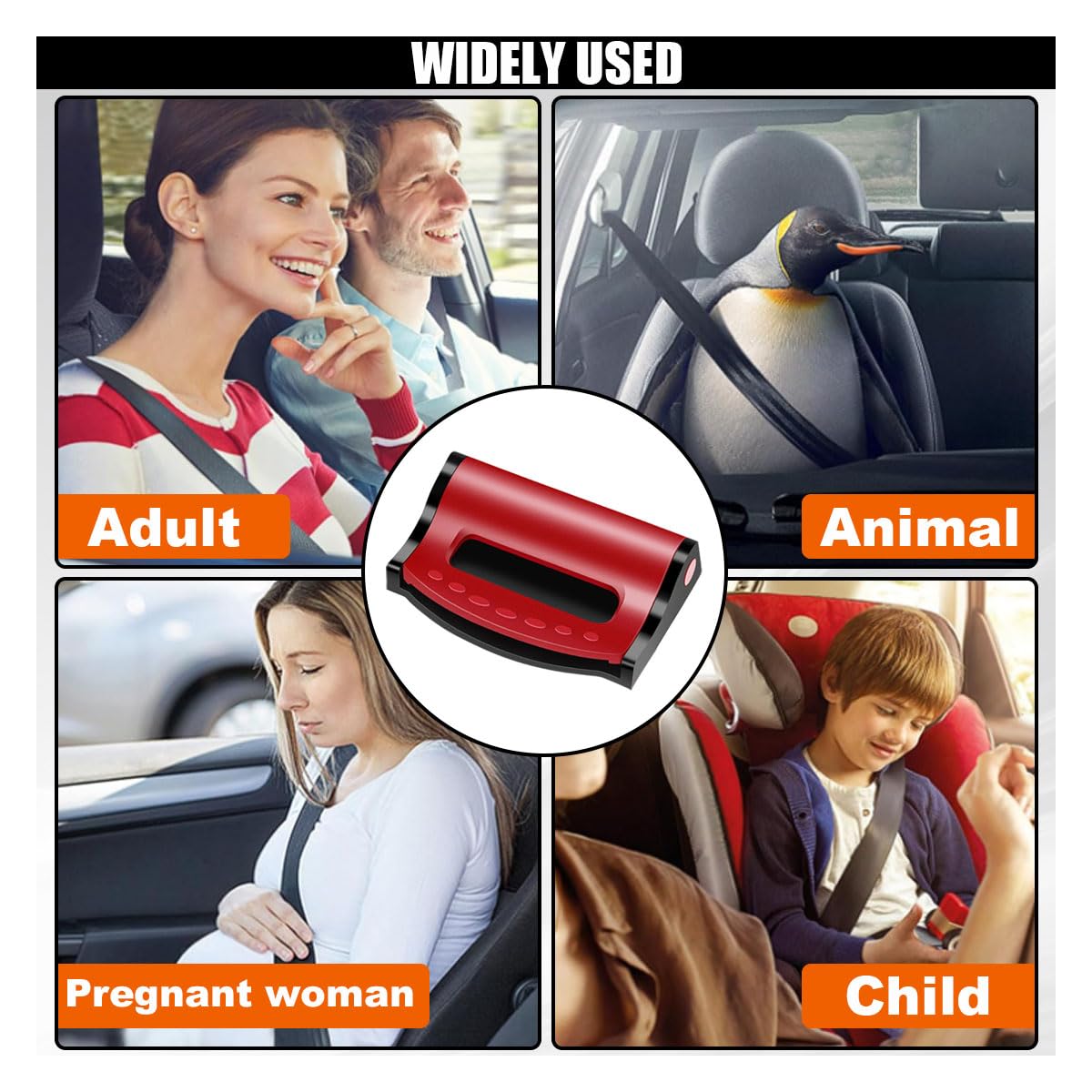 2PCS Car Seatbelt Adjuster, Universal Auto Seat Belt Clips for Adults/Kids, Comfort Car Shoulder Neck Protector Strap Positioner, Seatbelt Locator Retainer Locking Clips for Car, SUV (Red)