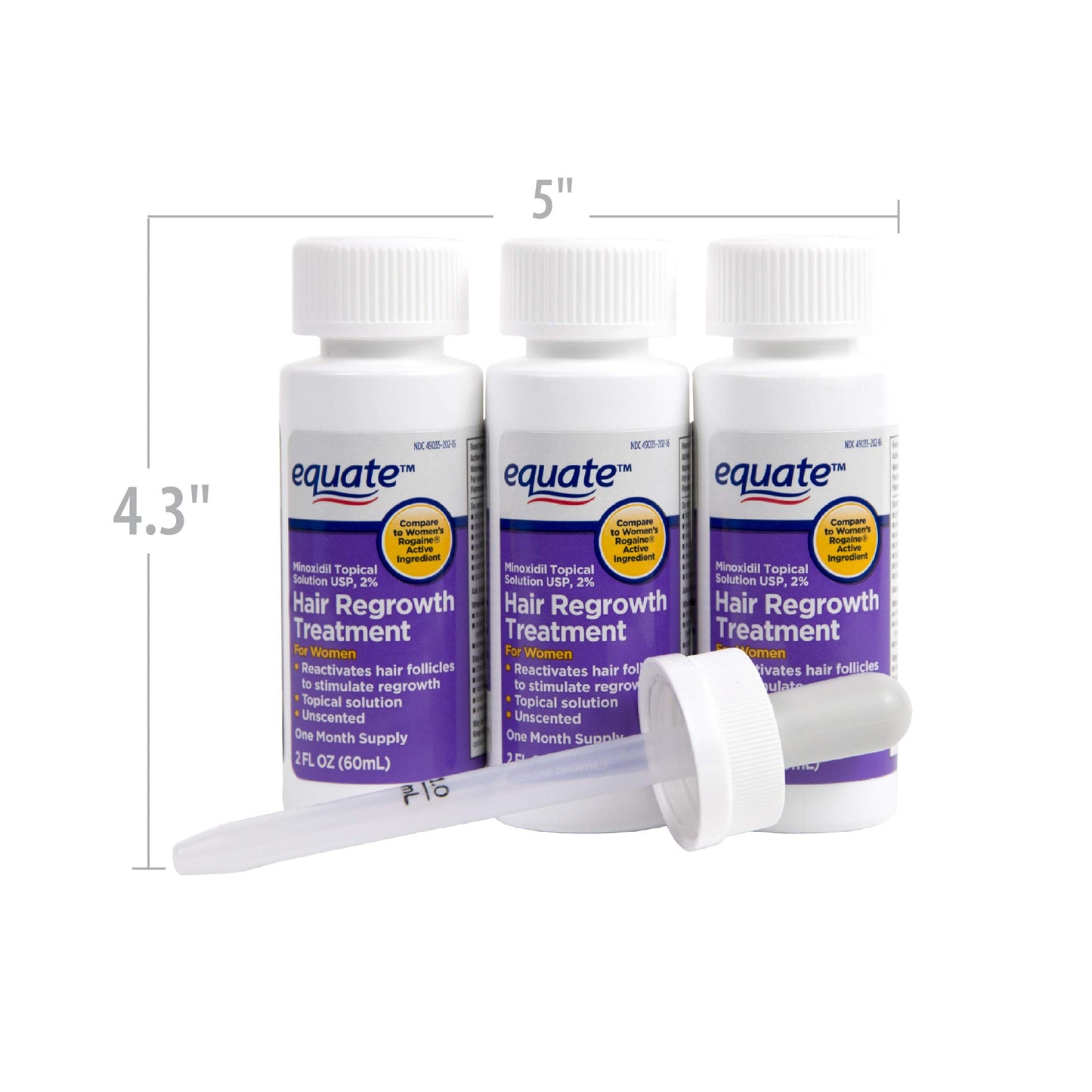 Equate Hair Regrowth Treatment for Women 3 Month Supply USA, 2 Ounces