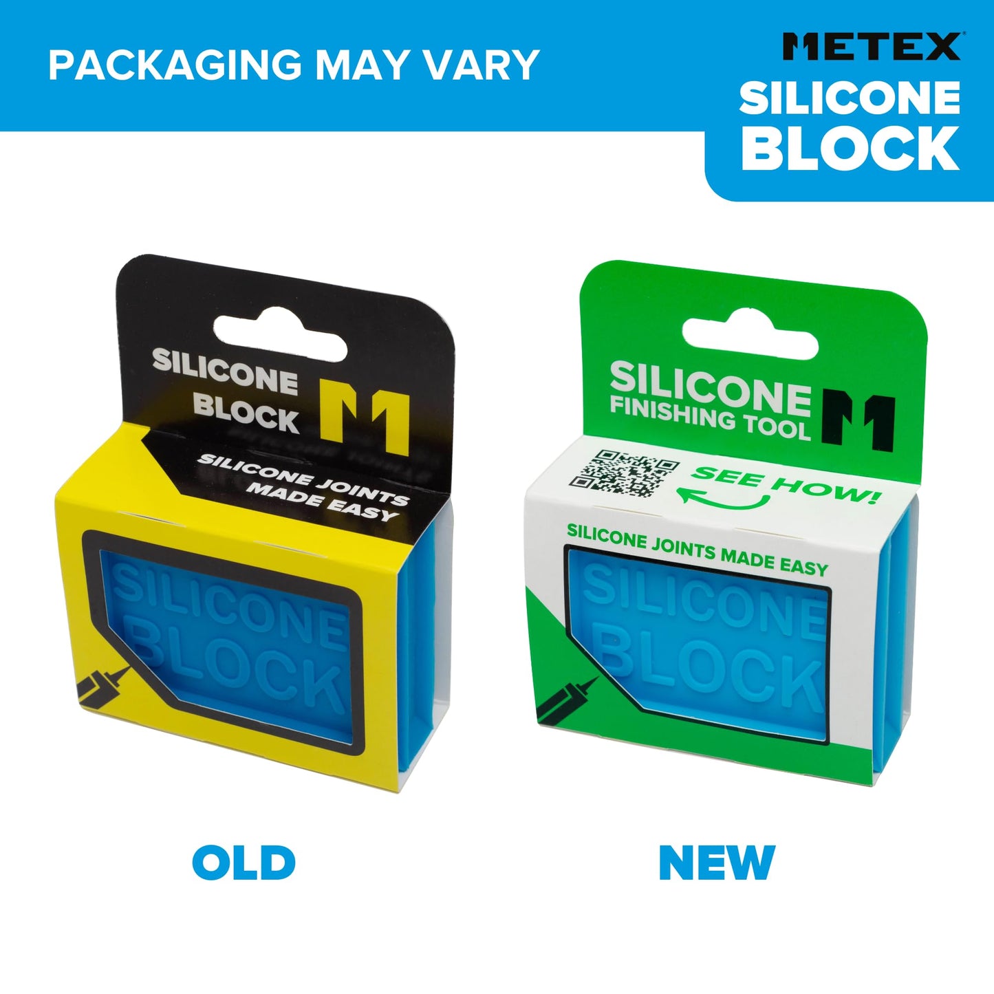 Metex Silicone Block - 5 in 1 Easy Grip Sealant Shaping & Finishing Caulking Tool - Creates A Consistent Width Bead. Sharp & Consistent Internal Corners with A Choice of 6mm Or 8mm Bead