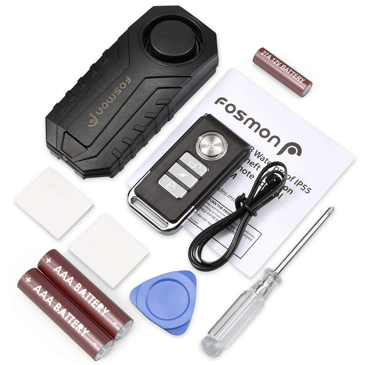 Fosmon 113db Bike Alarm with Remote, Motion Sensor Bicycle SOS Alarm, IP65 Waterproof Anti Theft Alarm System, Wireless Siren for E-Bike, Motorcycle, Scooter, Cart, Trailer