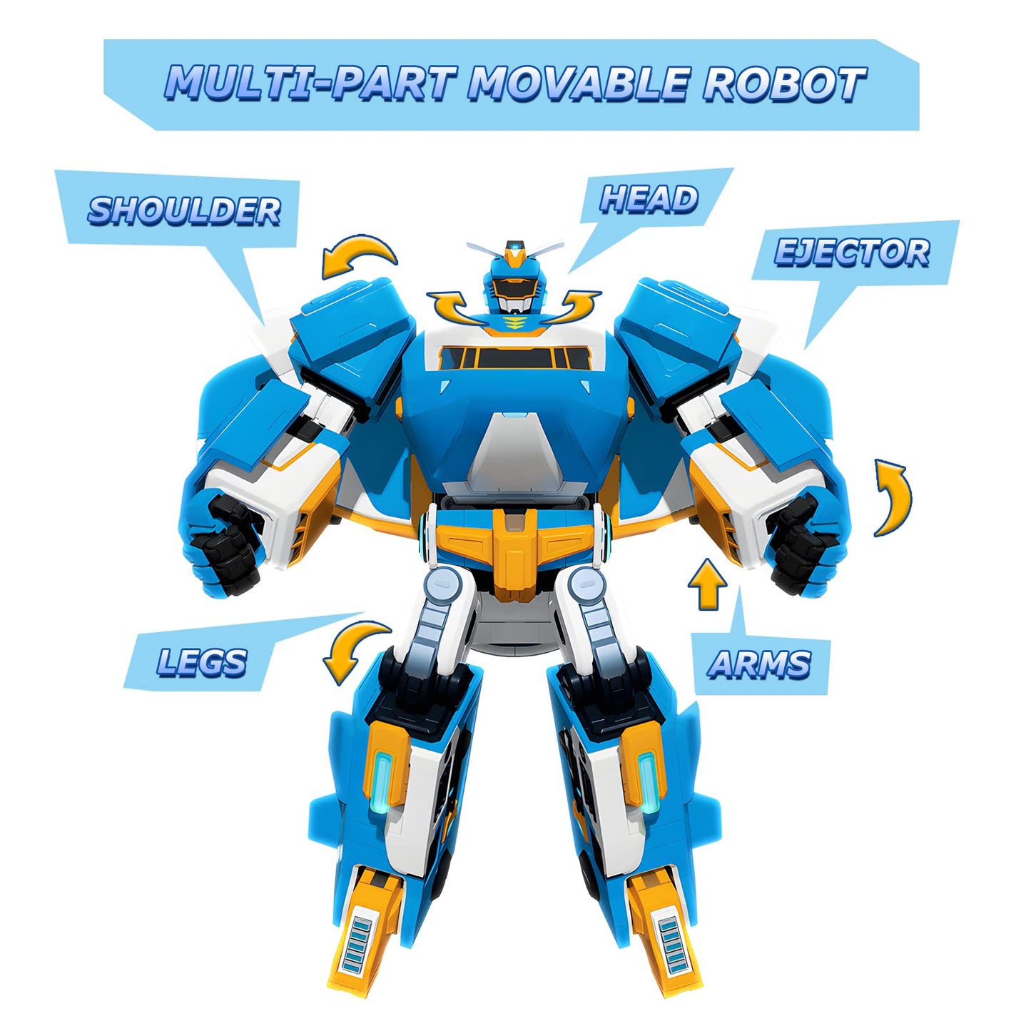 Super Wings 3-in-1 World Aircraft Transforming Robot with Light and Sound Effects, with a 2‘’ Transformable Robot Jett, Transformable Toy for Girls and Boys Aged 3 Years up, Blue