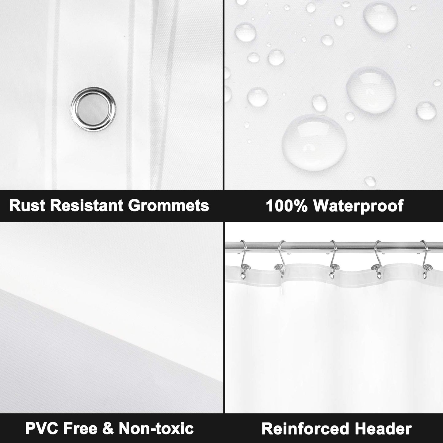 Barossa Design Clawfoot Tub Shower Curtain with 12 Magnets - 36 Metal Hooks Included, 180" W x 70" H Wrap Around, Waterproof PEVA, Metal Grommets - Frosted, 180x70