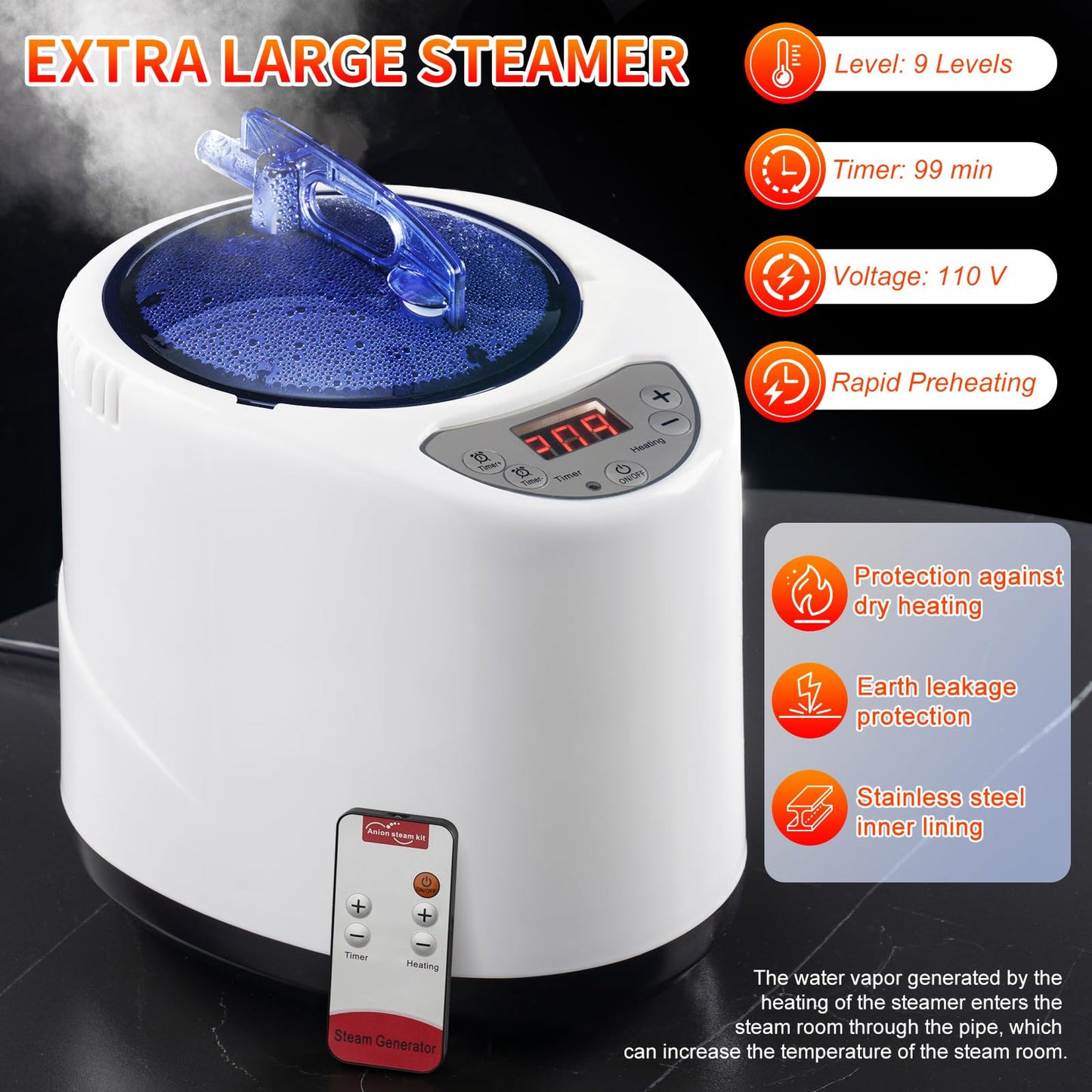 X-Vcak Upgraded Sauna Box for Relaxation, Detoxification, Portable Steam Sauna for Home with Steamer, 9 Levels, 2.6’ x 2.6’ x 5.9’