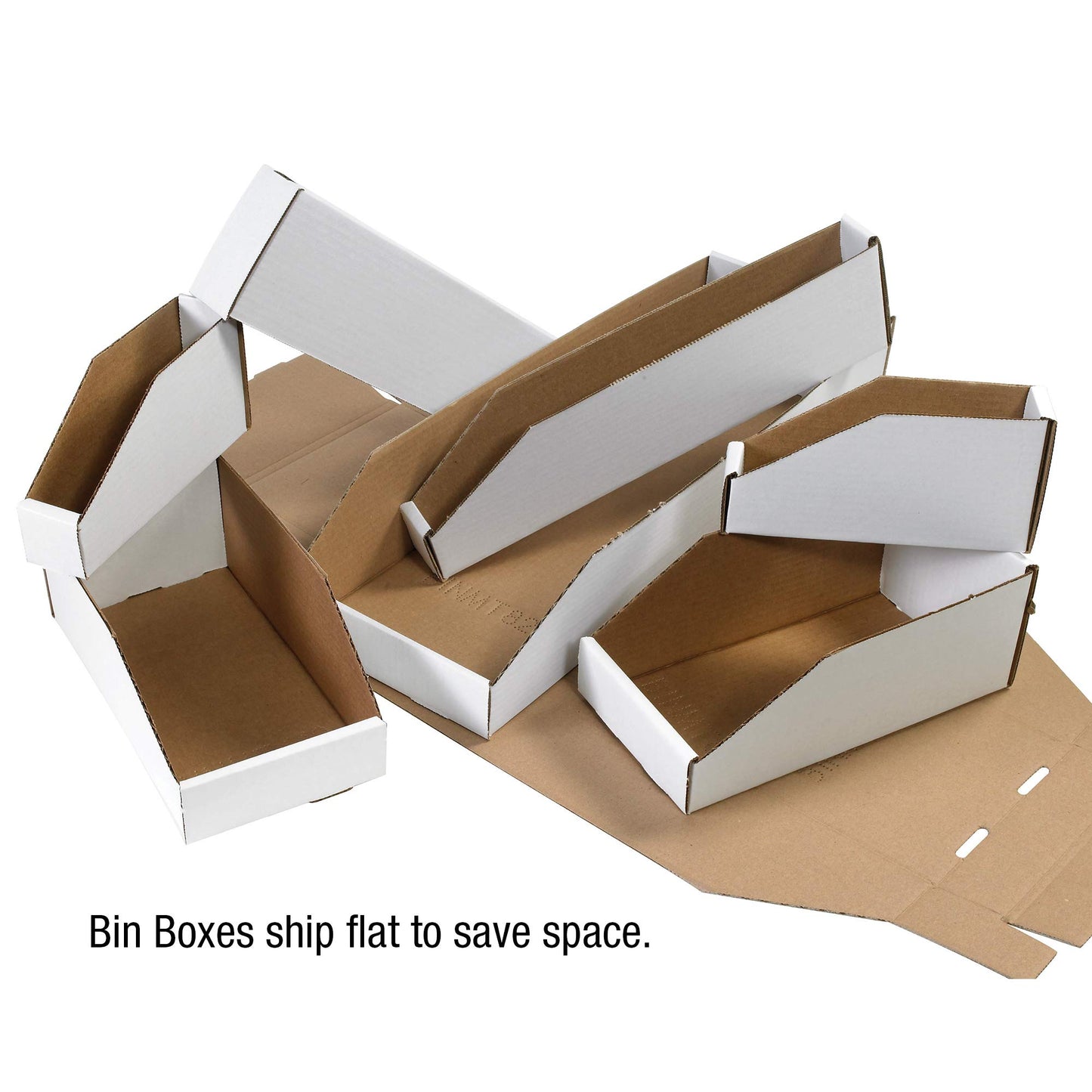 BOX USA BBINEB1812 Open Top Bin Boxes, 12" x 18" x 4 1/2", Oyster White (Pack of 50)