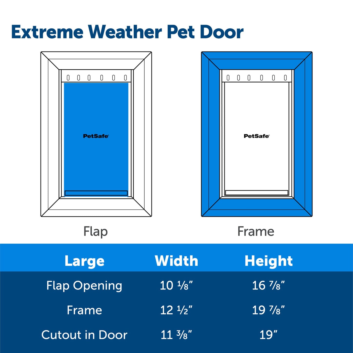 PetSafe Extreme Weather Dog Door for Exterior Door - Energy Efficient Door for Cats and Dogs –Insulated Flap System, for Large Dogs up to 100 lb - Plastic Frame