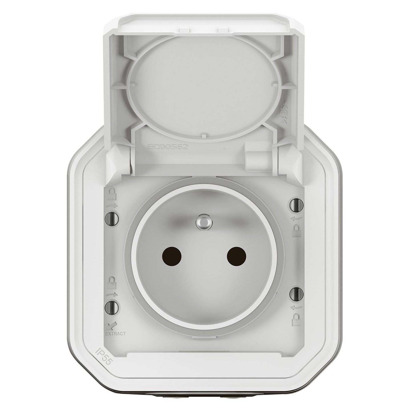 LEGRAND - Waterproof socket IP55 with Plexo earth – socket 2P+T 16 A complete with valve – for installation in apparently – made in France – white