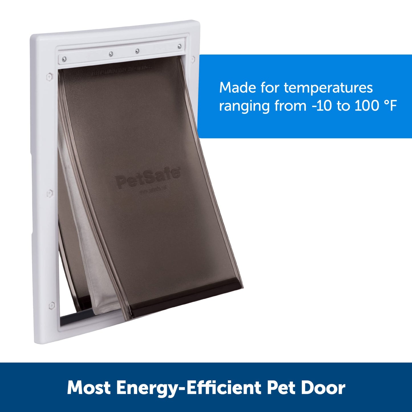 PetSafe Extreme Weather Dog Door for Exterior Door - Energy Efficient Door for Cats and Dogs –Insulated Flap System, for Large Dogs up to 100 lb - Plastic Frame