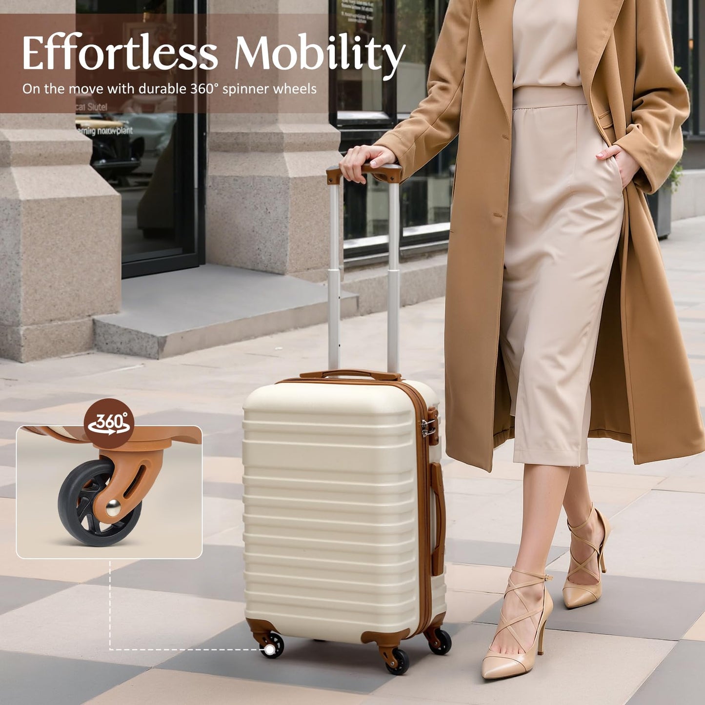 Coolife Suitcase Set 3 Piece Luggage Set Carry On Hardside Luggage with TSA Lock Spinner Wheels (Black, 5 piece set)