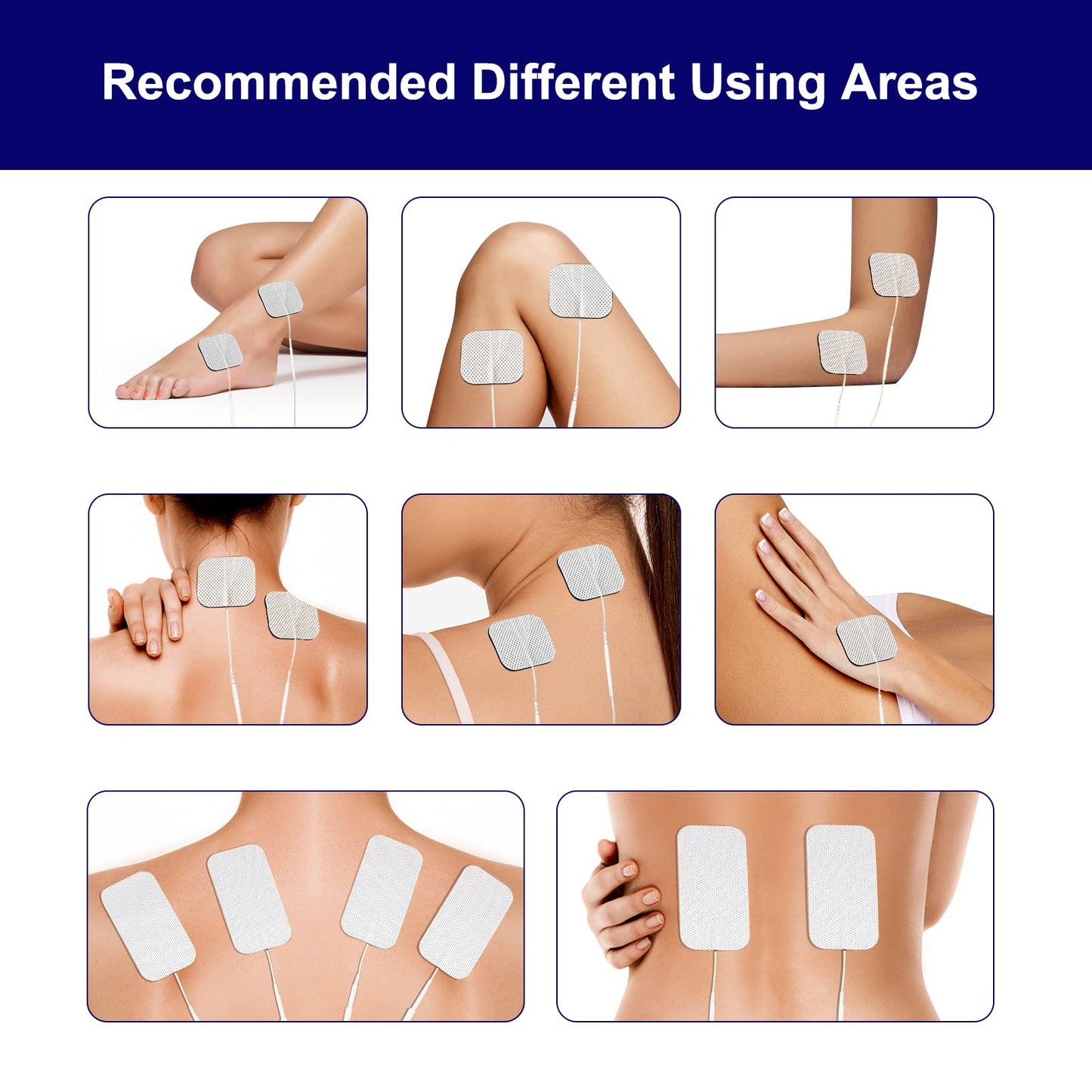 TENS Unit Replacement Pads, NURSAL Reusable TENS Electrode Pads 2x2 20pcs with Upgraded Self-Stick Performance for Electrotherapy, Compatible with AUVON TENS, TENS 7000