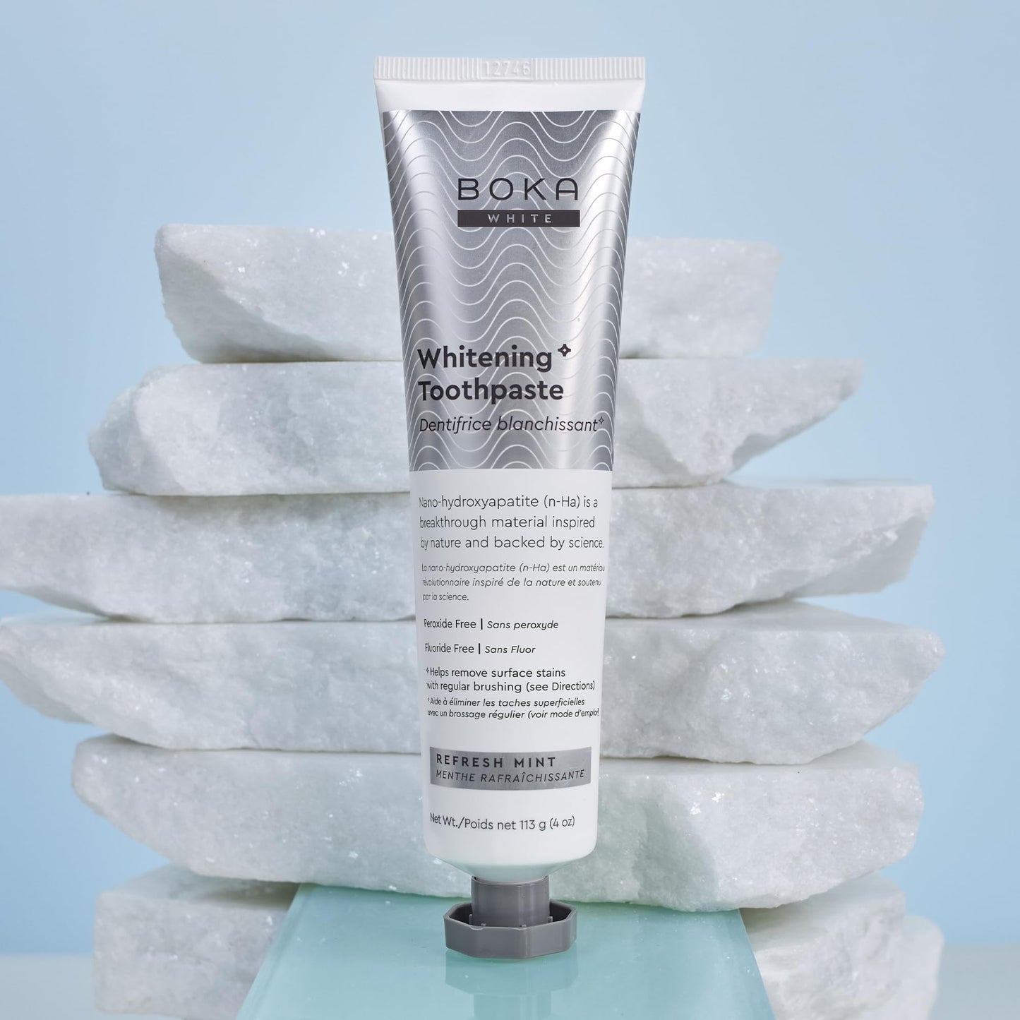 Boka Fluoride Free Toothpaste, Nano Hydroxyapatite Toothpaste, Appropriate for Sensitive Teeth, for Adult, Kids Oral Care - Whitening* Refresh Mint, 4 Fl Oz 3Pk US Manufactured