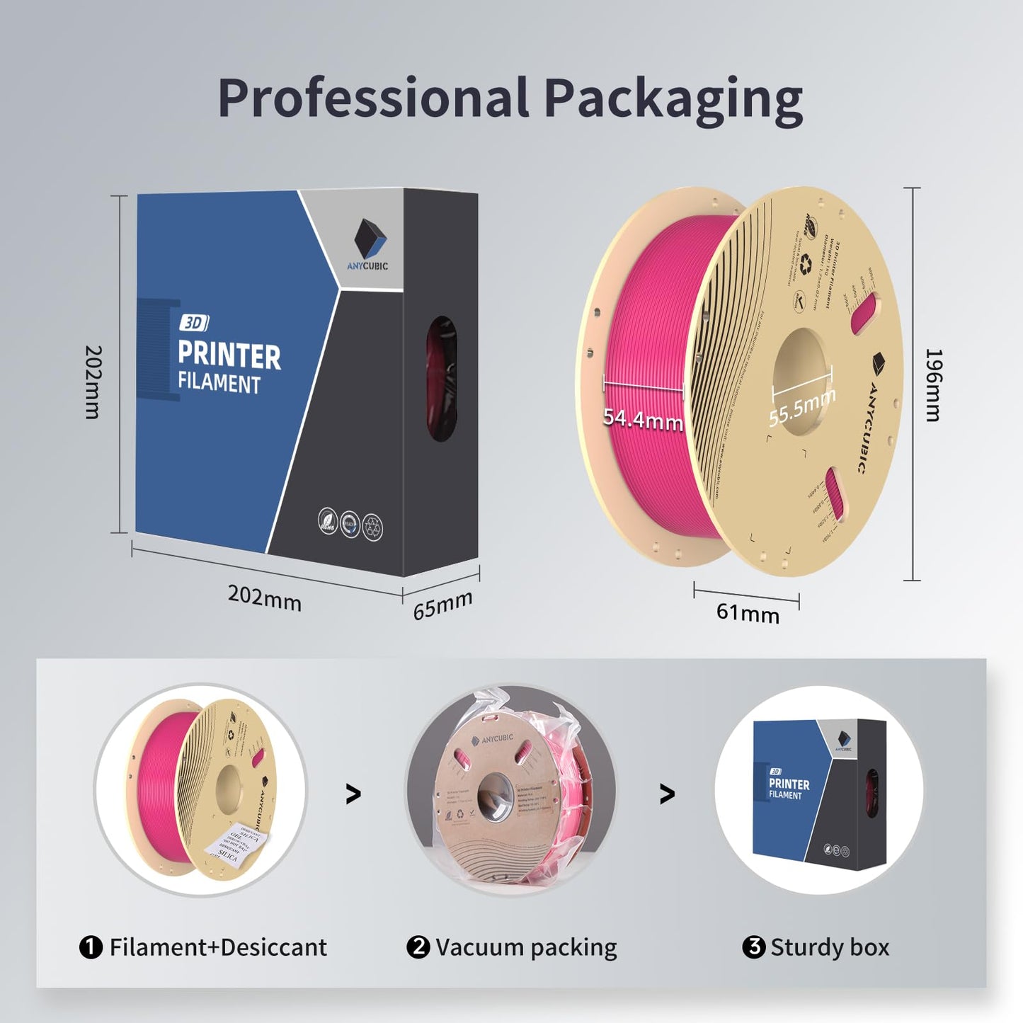 ANYCUBIC 3D Printer Filament PLA 1.75mm, FDM Printer Filament 1kg Spool (2.2 lbs), Dimensional Accuracy +/- 0.02 mm (1kg, Magenta)