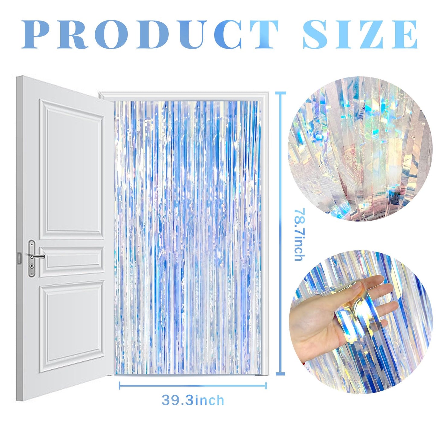 20 Pack Foil Curtain Backdrop Iridescent Metallic Tinsel Foil Fringe Curtains Photo Booth Props for Birthday Wedding Engagement Baby Shower Bachelorette Christmas Holiday Celebration Party Decoration