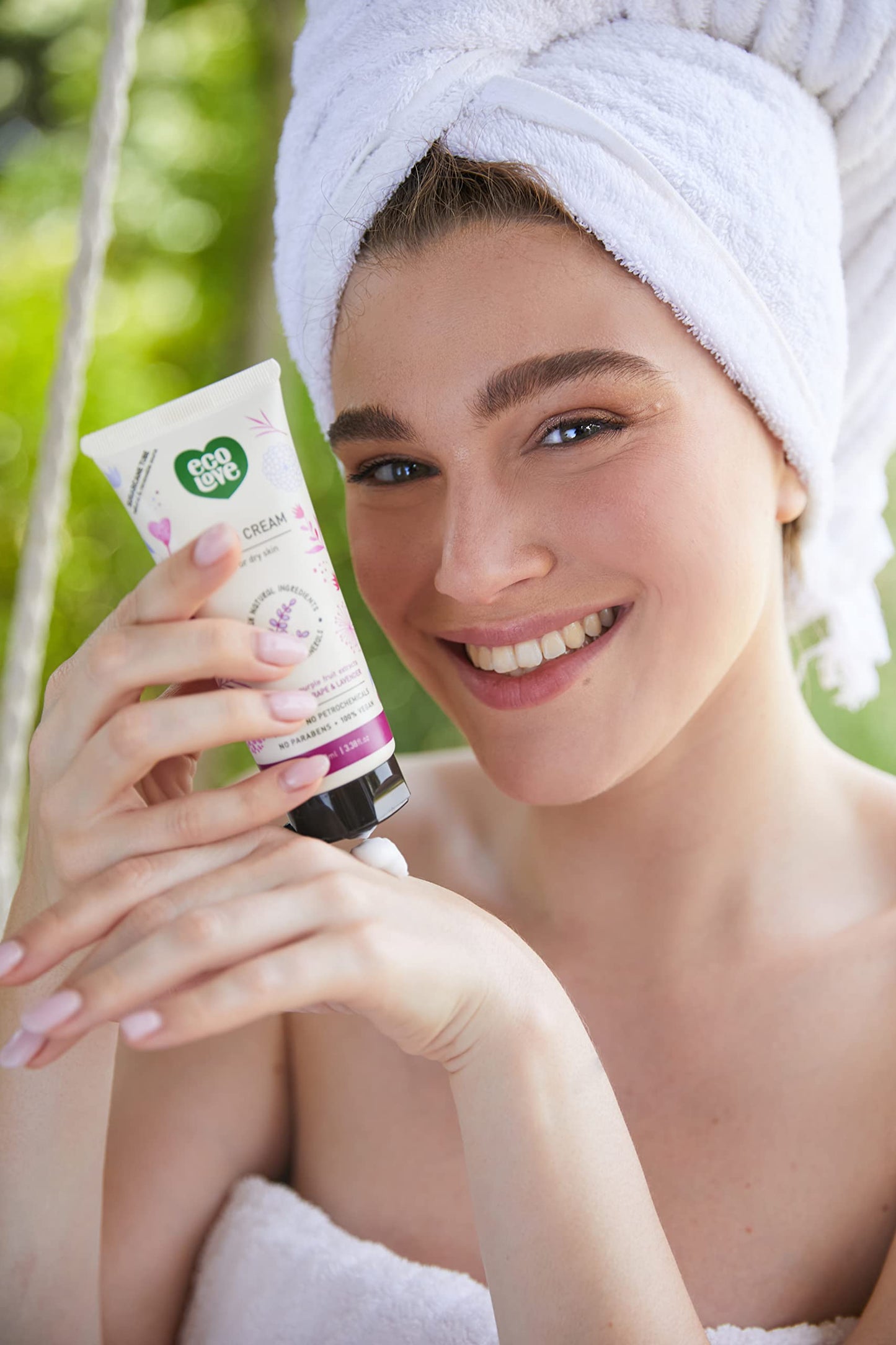 ecoLove - Natural and Organic Moisturizing Hand Cream- Organic Blueberry, Grape & Lavender - Non Greasy Fast Absorbing Vegan Hand Lotion for Dry Skin, 3.38 fl oz