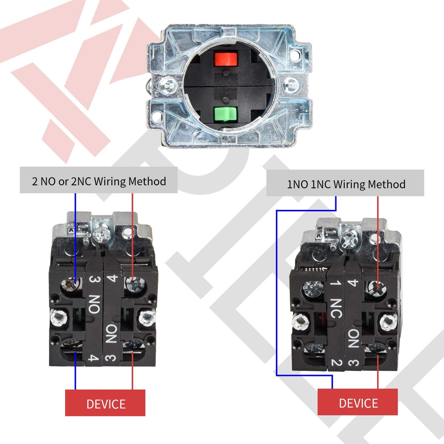 APIELE (Pack of 2) 22mm 2 Position Selector Switch Momentary1NO XB2-10X/22 (2 Position Momentary)