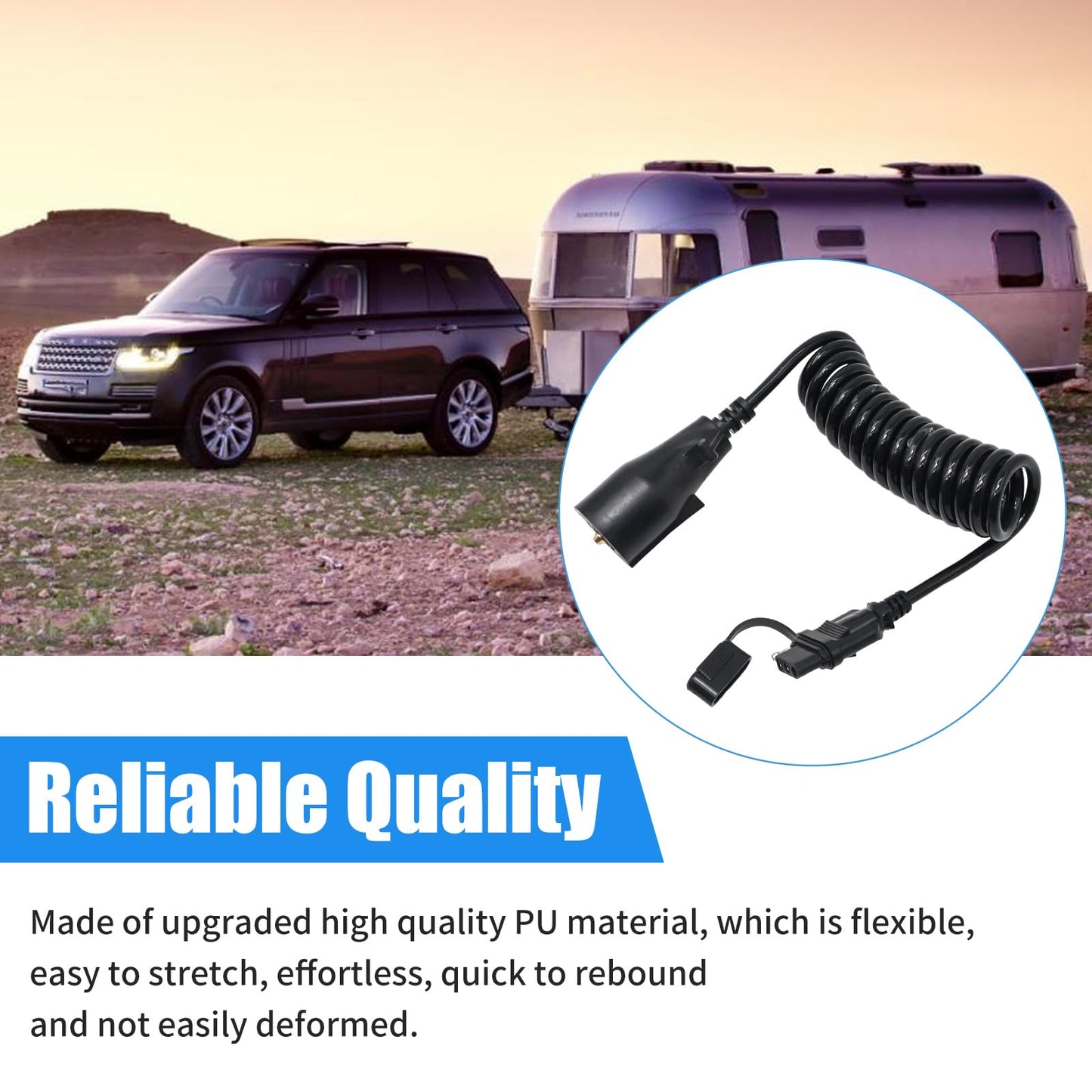 Saihisday 7 Way Blade to 4 Way Flat Trailer Adapter, 8Ft 7Way to 4Pin Extension Cord Trailer Wiring Connector Fit for Caravan RV