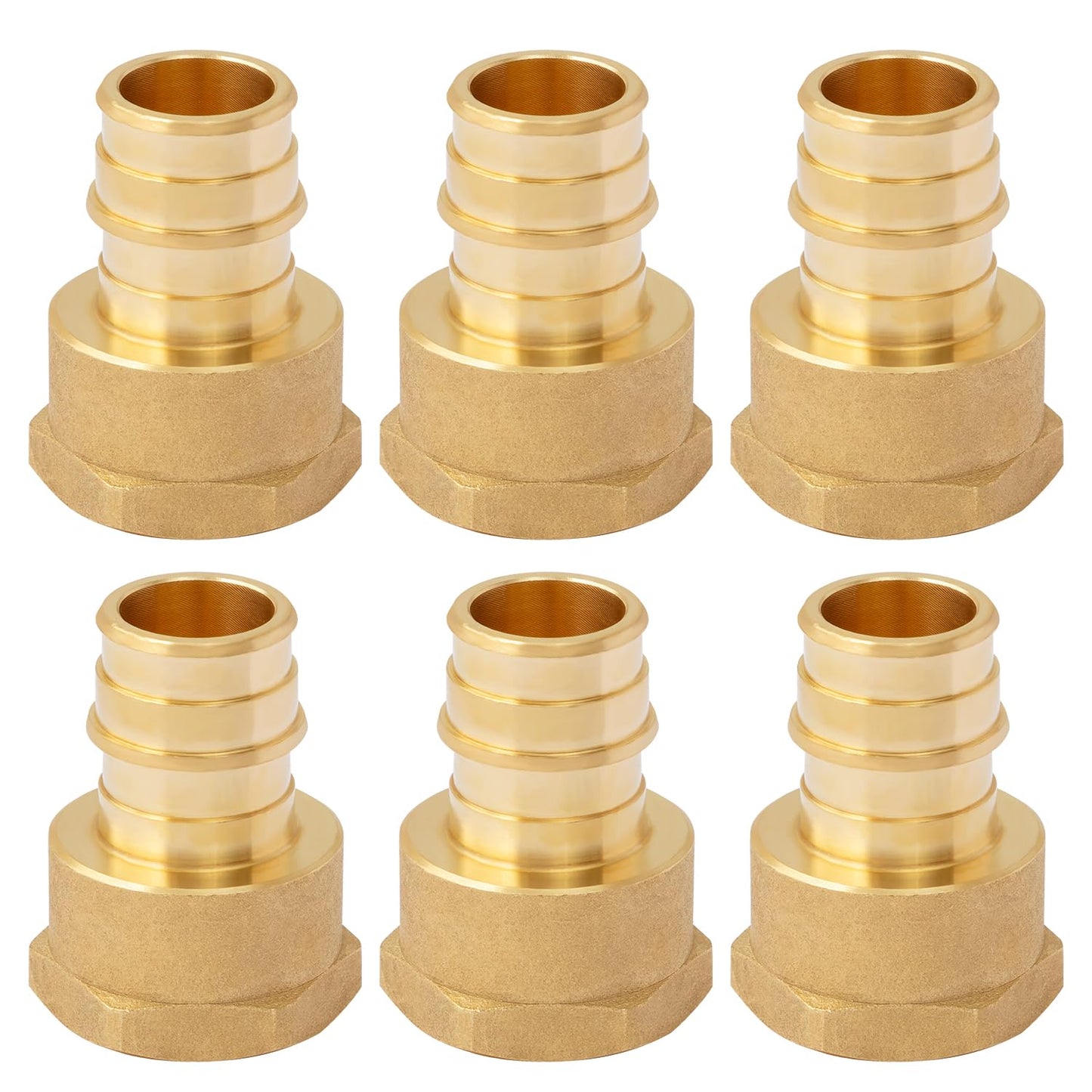 SUNGATOR 6 Pack 3/4" Pex A Expansion Female NPT Adapter Brass Fitting, No Lead Brass, ASTM F1960 ONLY For Pex-A Tubing
