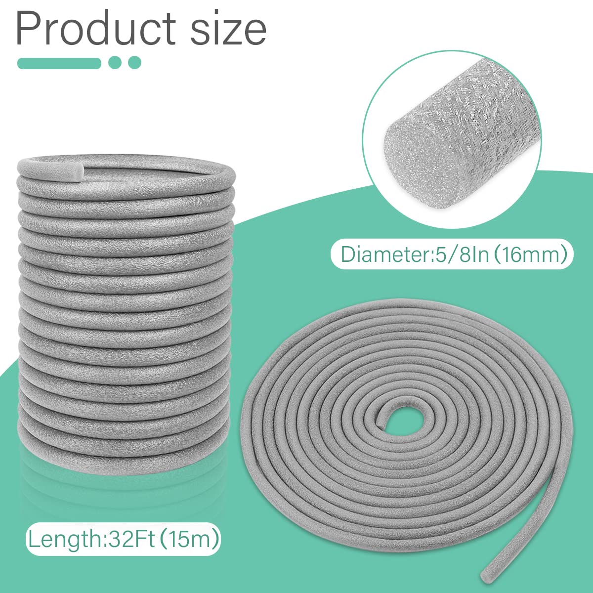 Storystore Backer Rod Foam Caulk Saver for Gap and Joint Concrete Filling Gray (5/8" Diameter x 49' Length)
