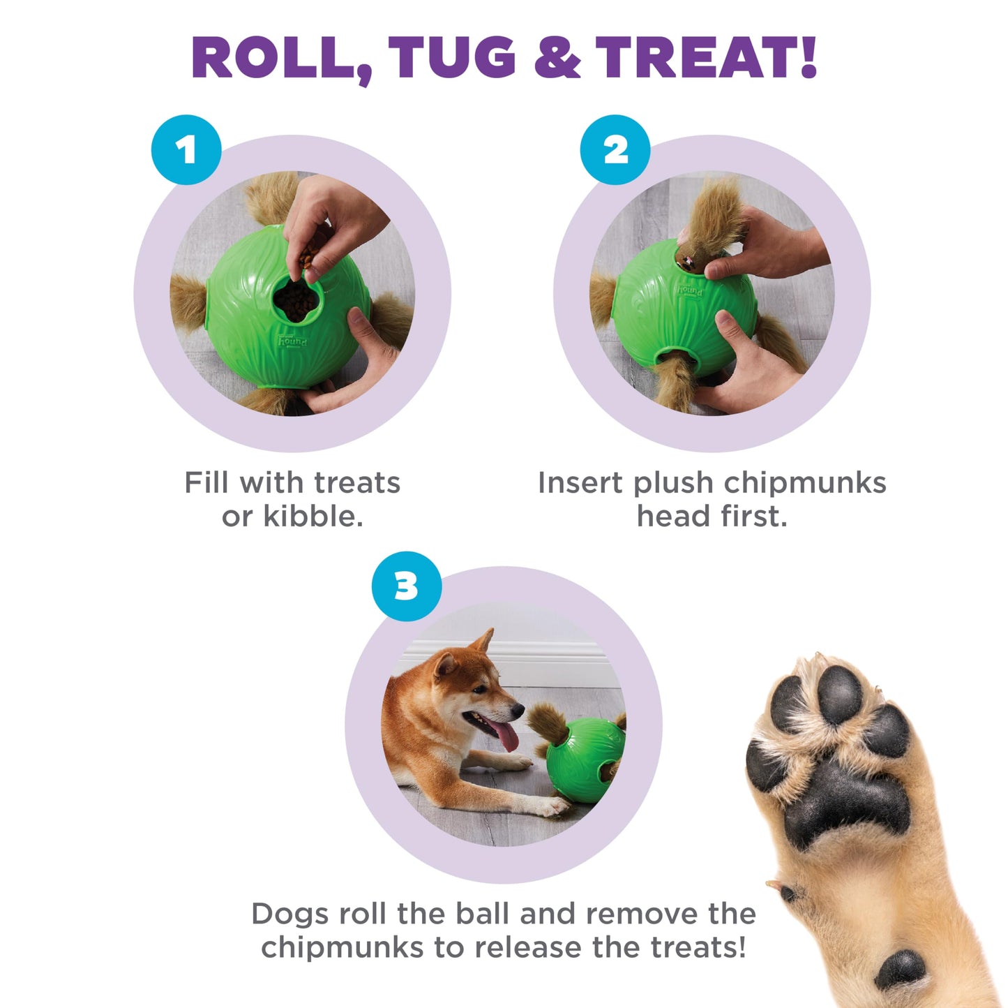 Outward Hound by Nina Ottosson Dog Snuffle N' Treat Ball Puzzle, Level 2 Intermediate, Green, Large