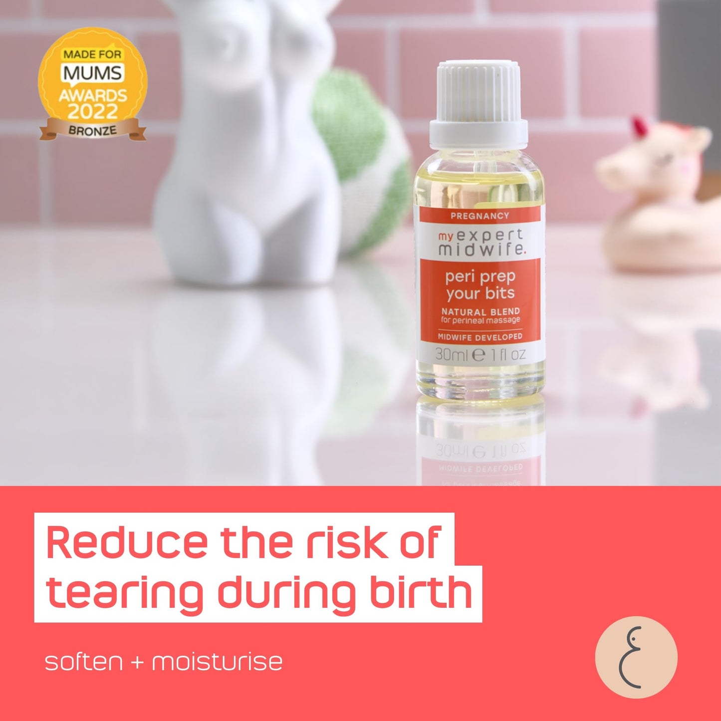 My Expert Midwife Just for Bits - Birth Prep & Recovery Duo with Spritz for Bits Postnatal Relief Perineal Spray and Peri Prep Your Bits Perineal Massage Oil (Pack of 2)