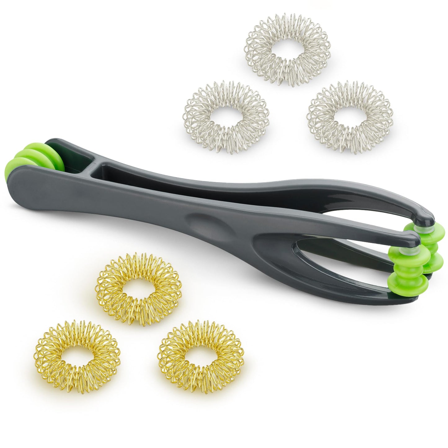 EcoEarth Finger & Hand Massager Set - 1 Dual-Sided Massage Roller, 6 Finger Massage Rings - Deep Tissue Comfort & Acupressure Therapy Tools for Arthritis, Carpal Tunnel, Stress & Pain Relief
