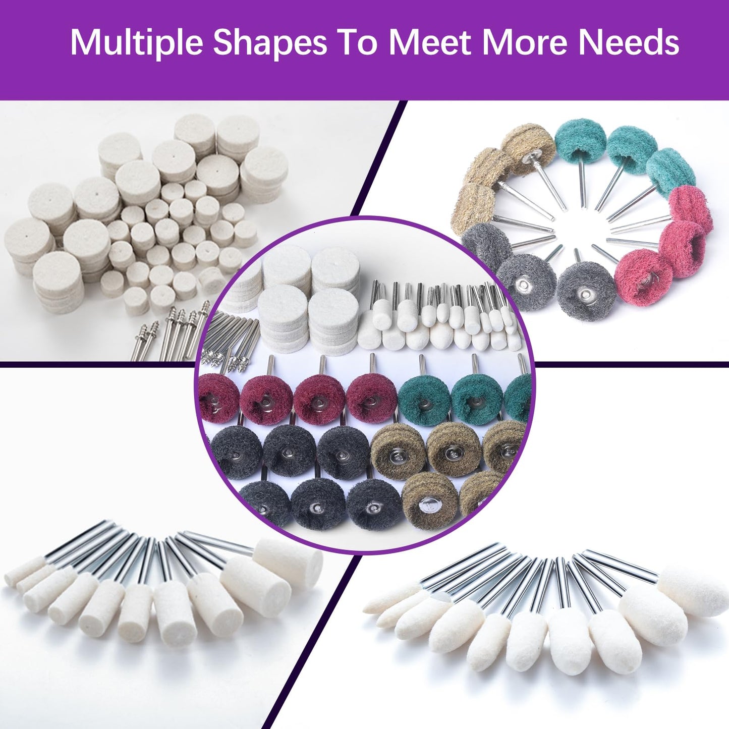 120 PCS Polishing Kit for Dremel, Abrasive Buffing Wheels for Rotary Tool Accessories with 1/8 Inch Shank, Polishing Bits for Metal Wood Watch Jewelry Brass